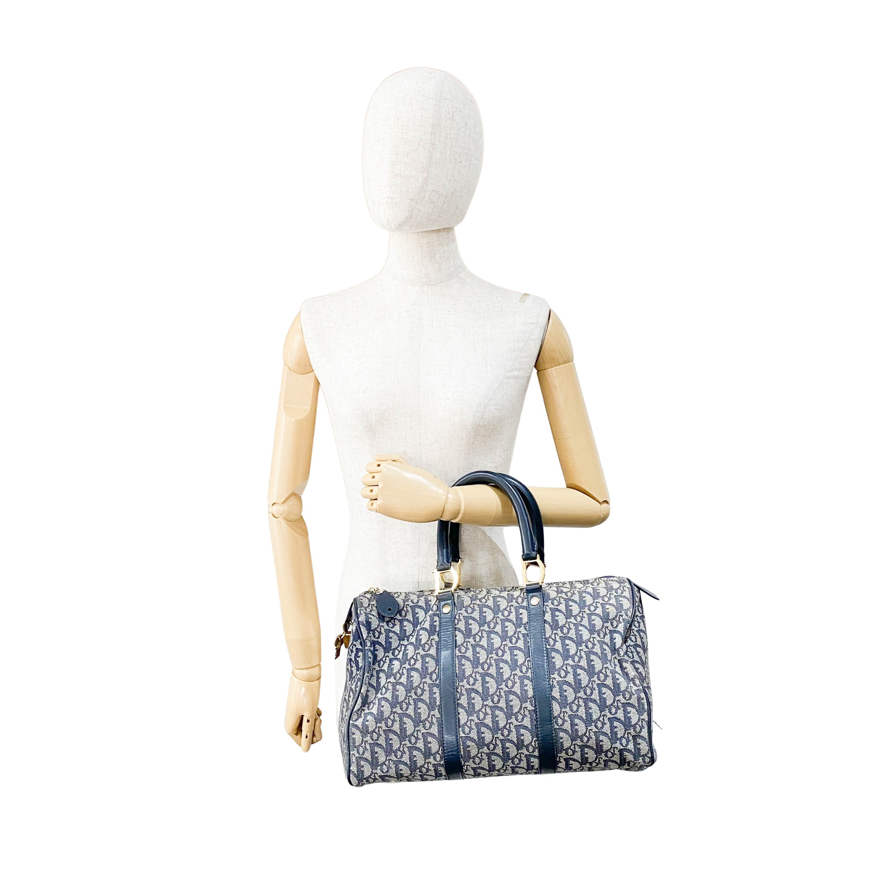Boston Trotter Navy Canvas Handbag