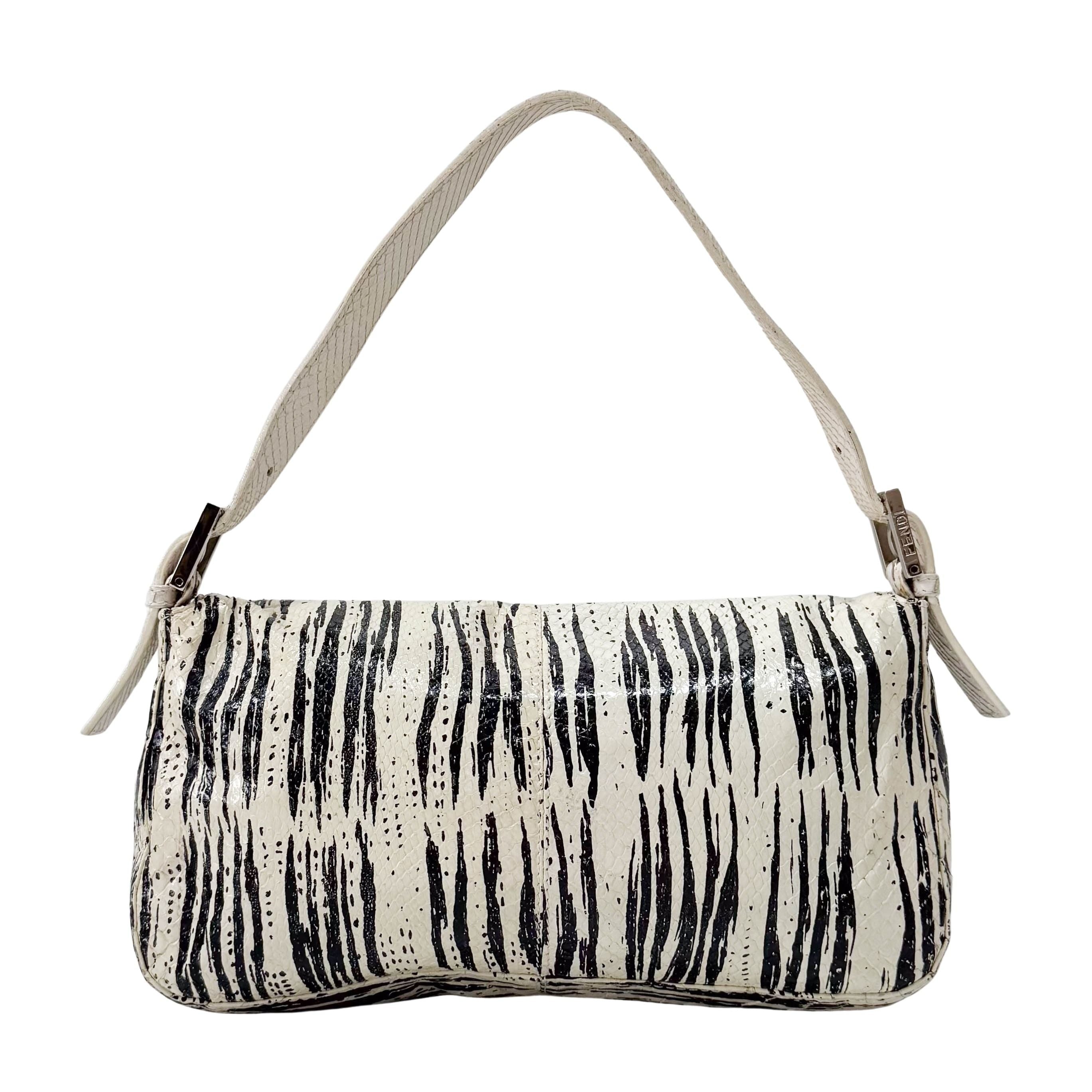 Baguette Python Embossed Leather Shoulder Bag