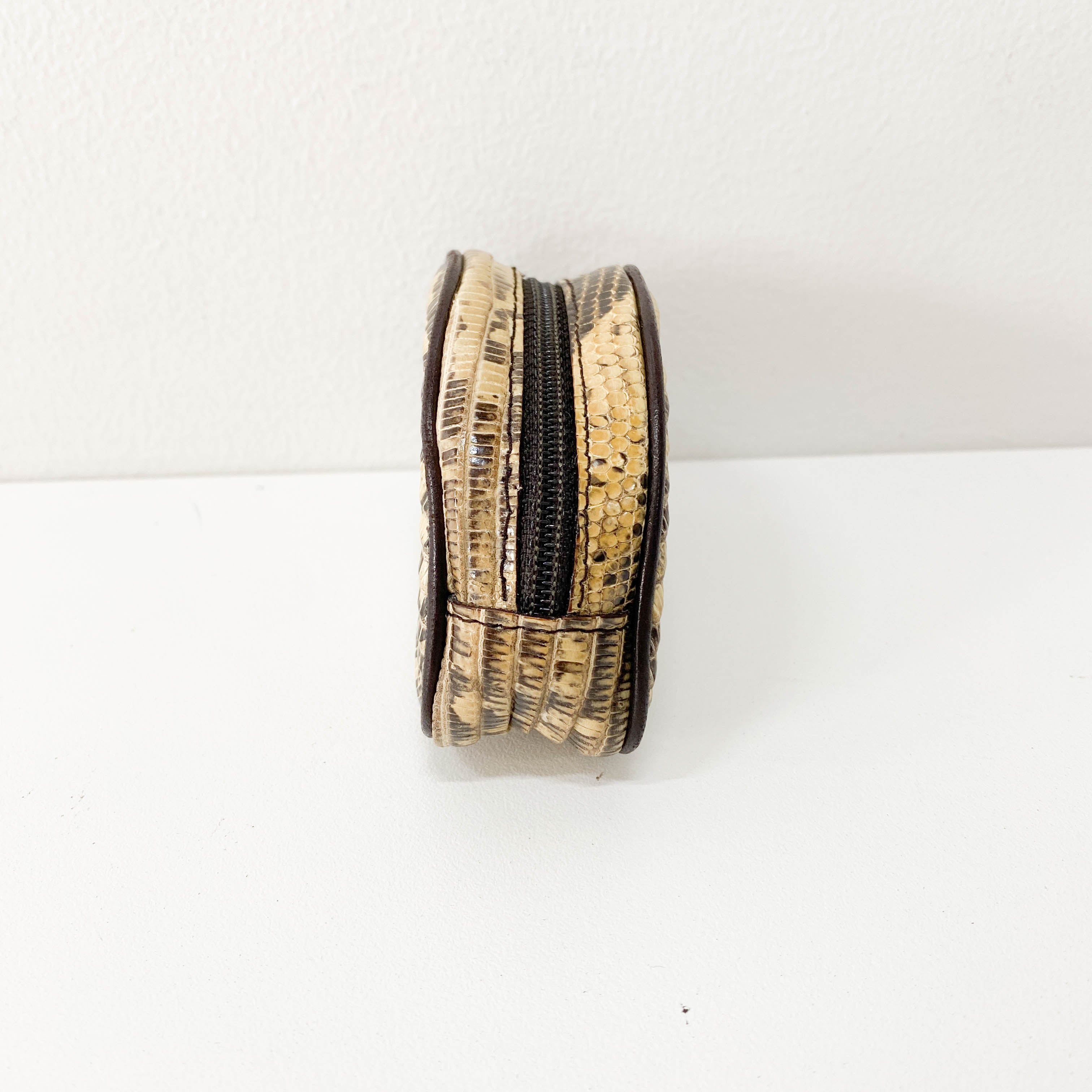 Yellow Python Embossed Leather Coin Case