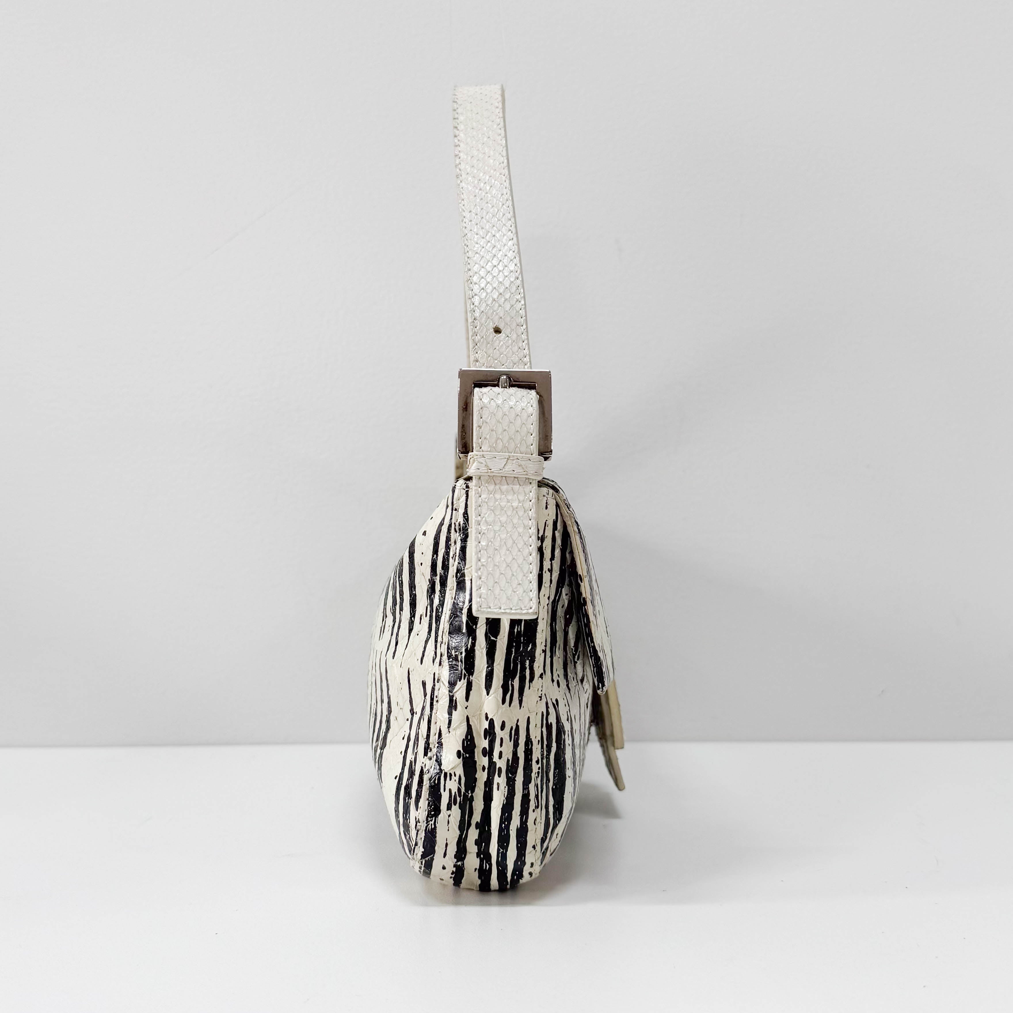 Baguette Python Embossed Leather Shoulder Bag