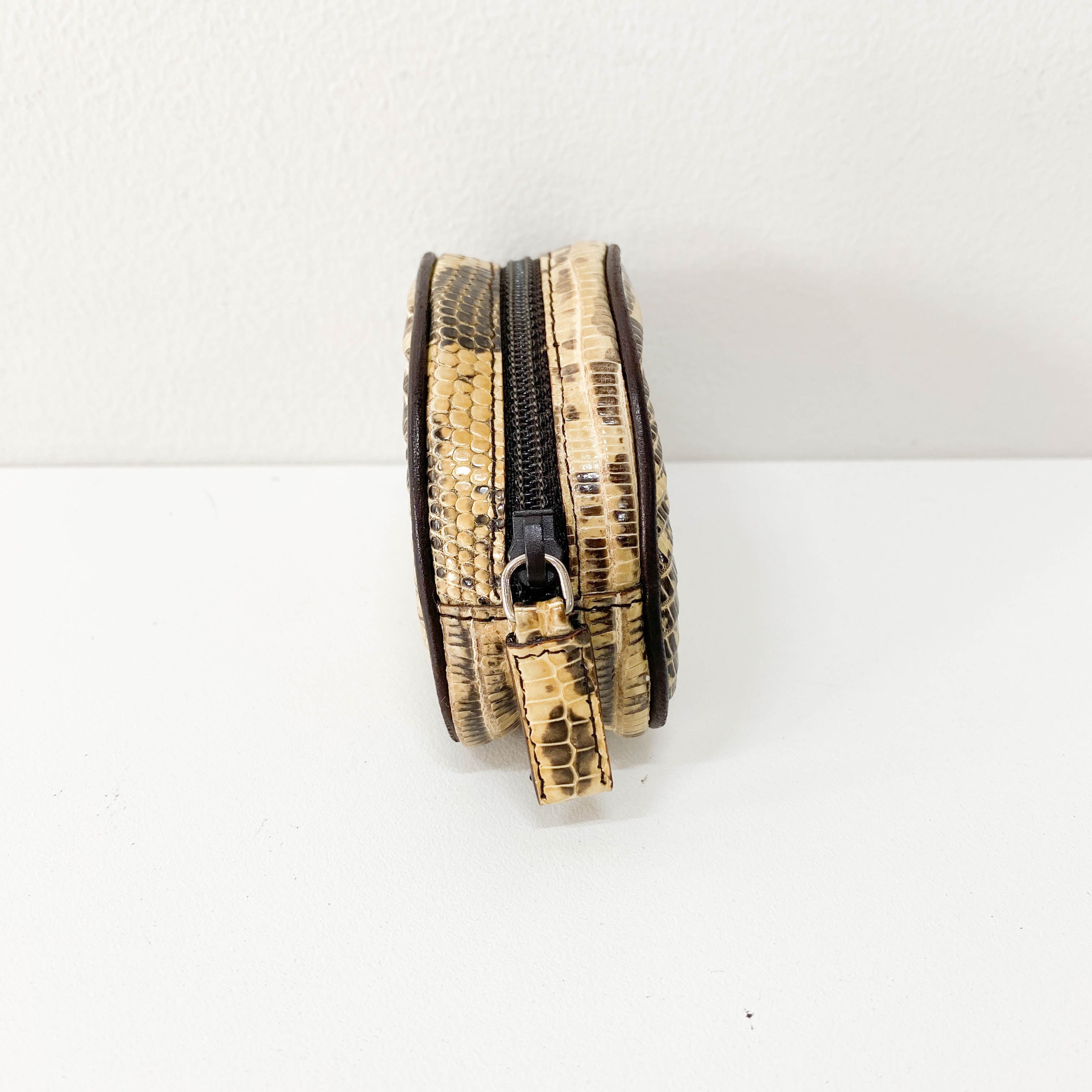 Yellow Python Embossed Leather Coin Case