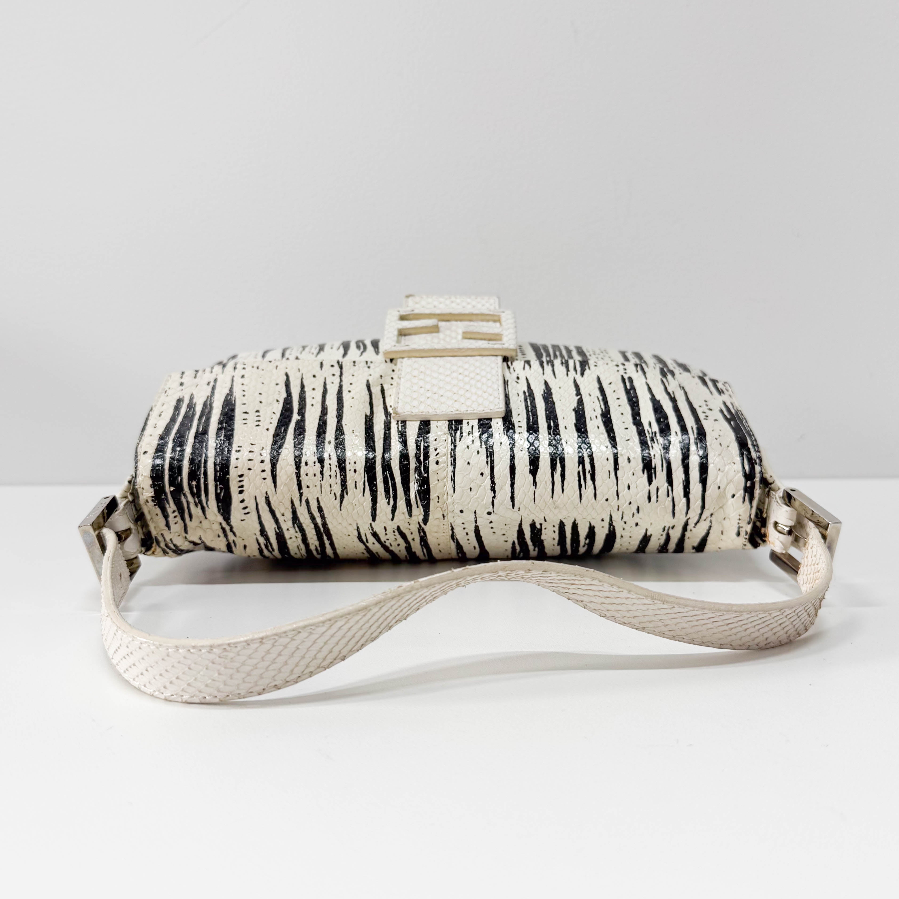 Baguette Python Embossed Leather Shoulder Bag