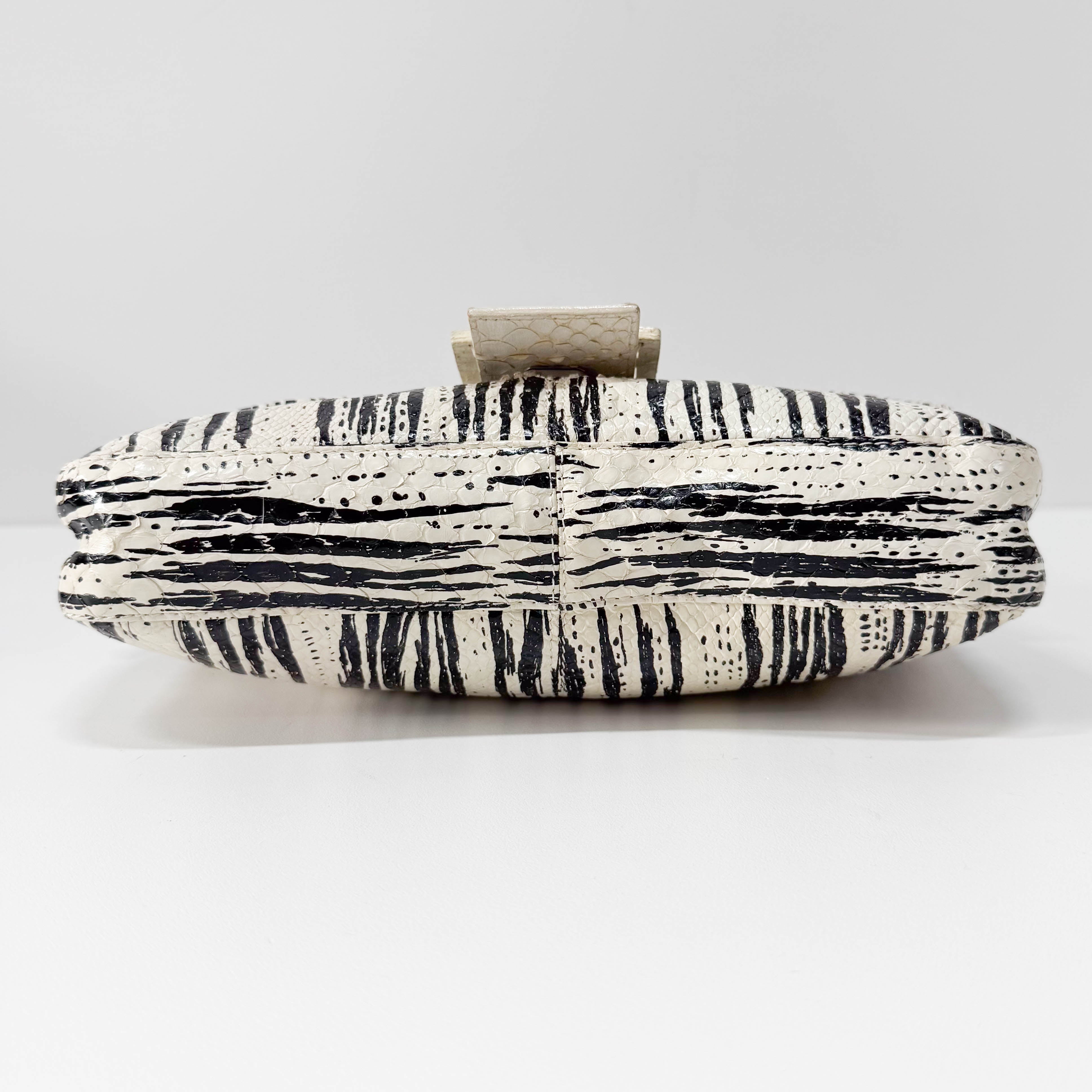 Baguette Python Embossed Leather Shoulder Bag