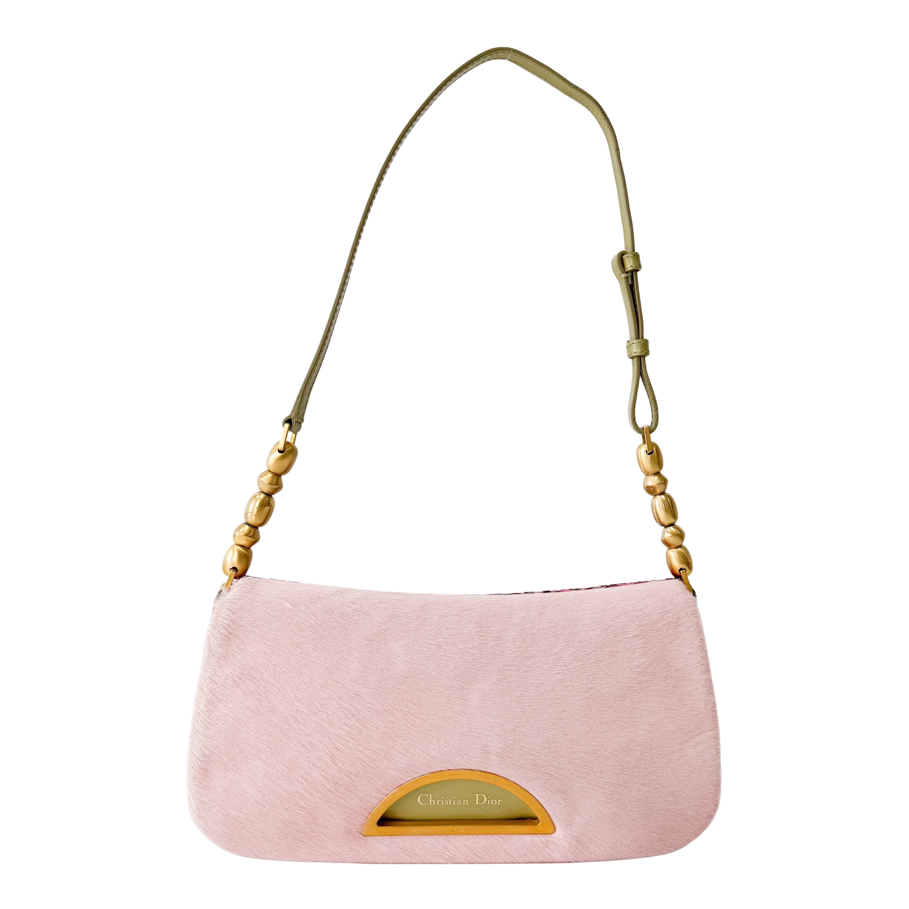 Malice Pearl Pink Pony Hair & Leather Shoulder Bag