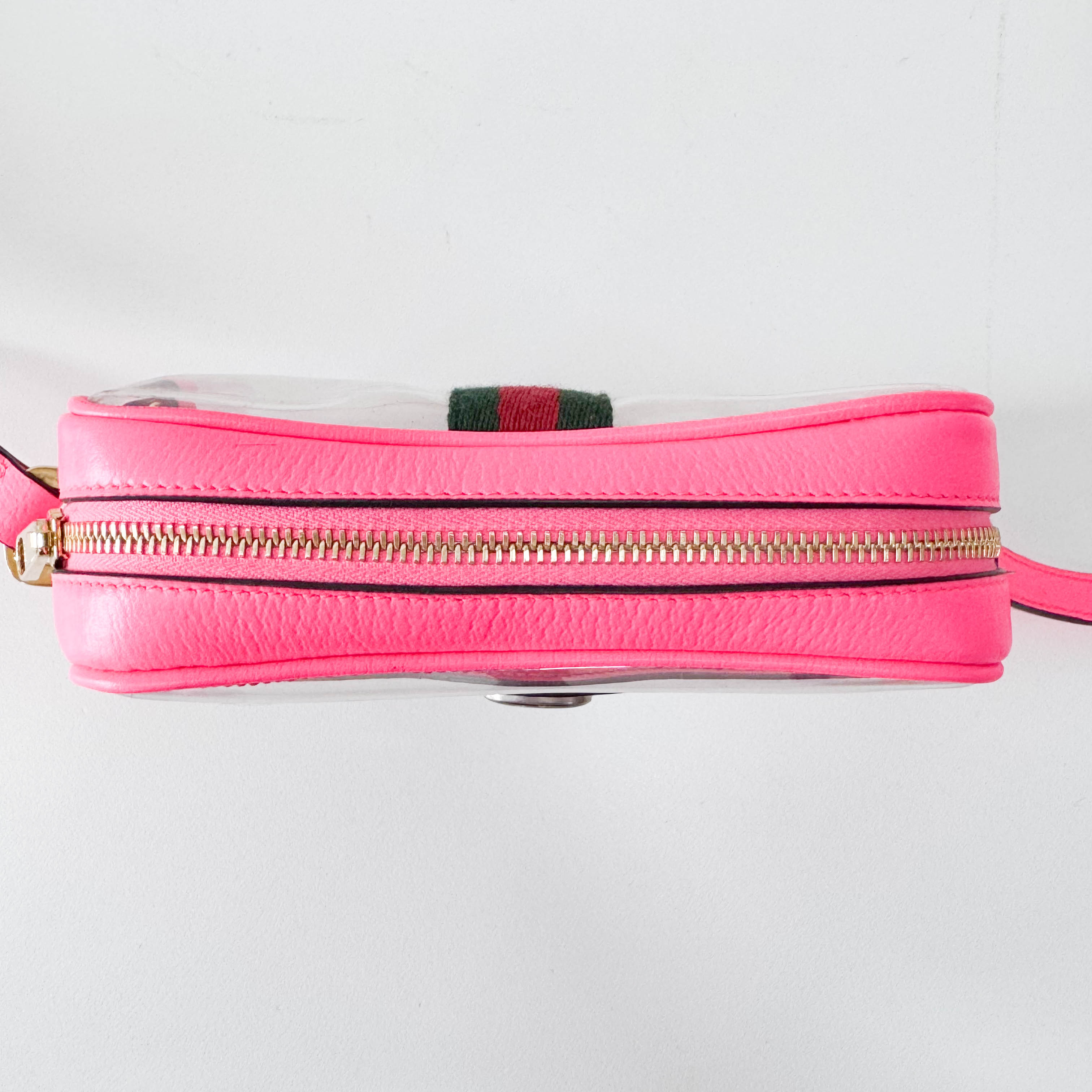Pink Leather & Transparent Vinyl Crossbody Bag