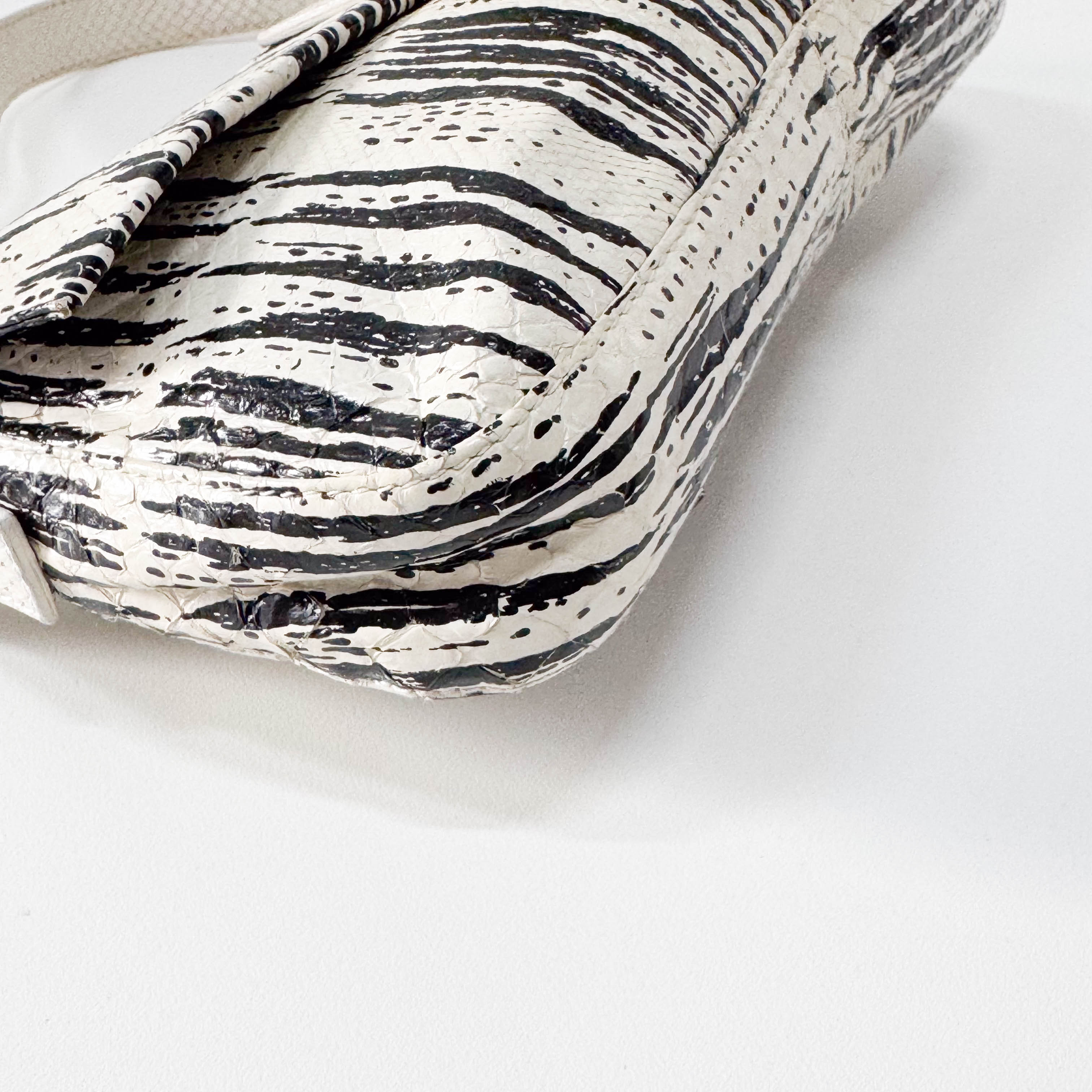 Baguette Python Embossed Leather Shoulder Bag