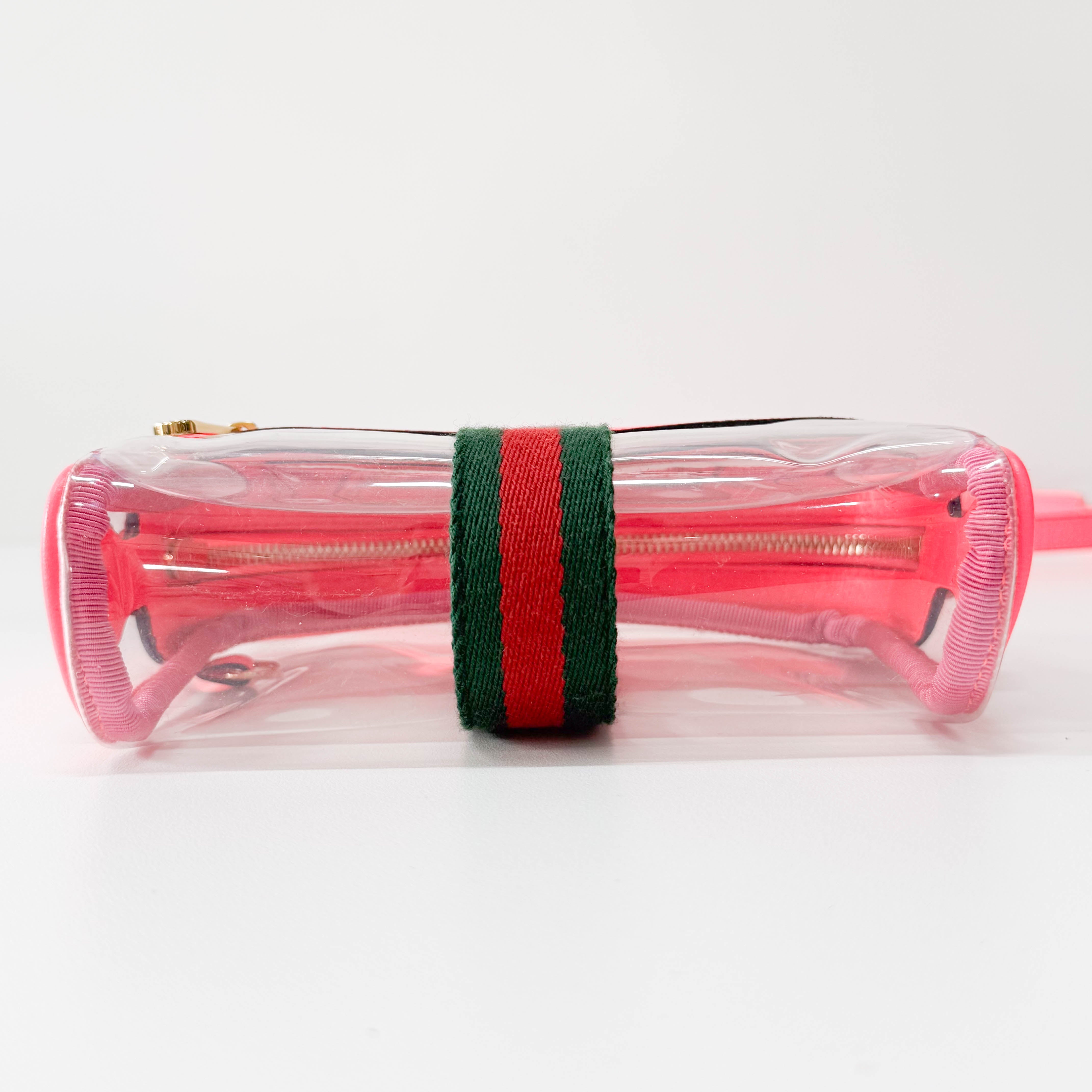 Pink Leather & Transparent Vinyl Crossbody Bag