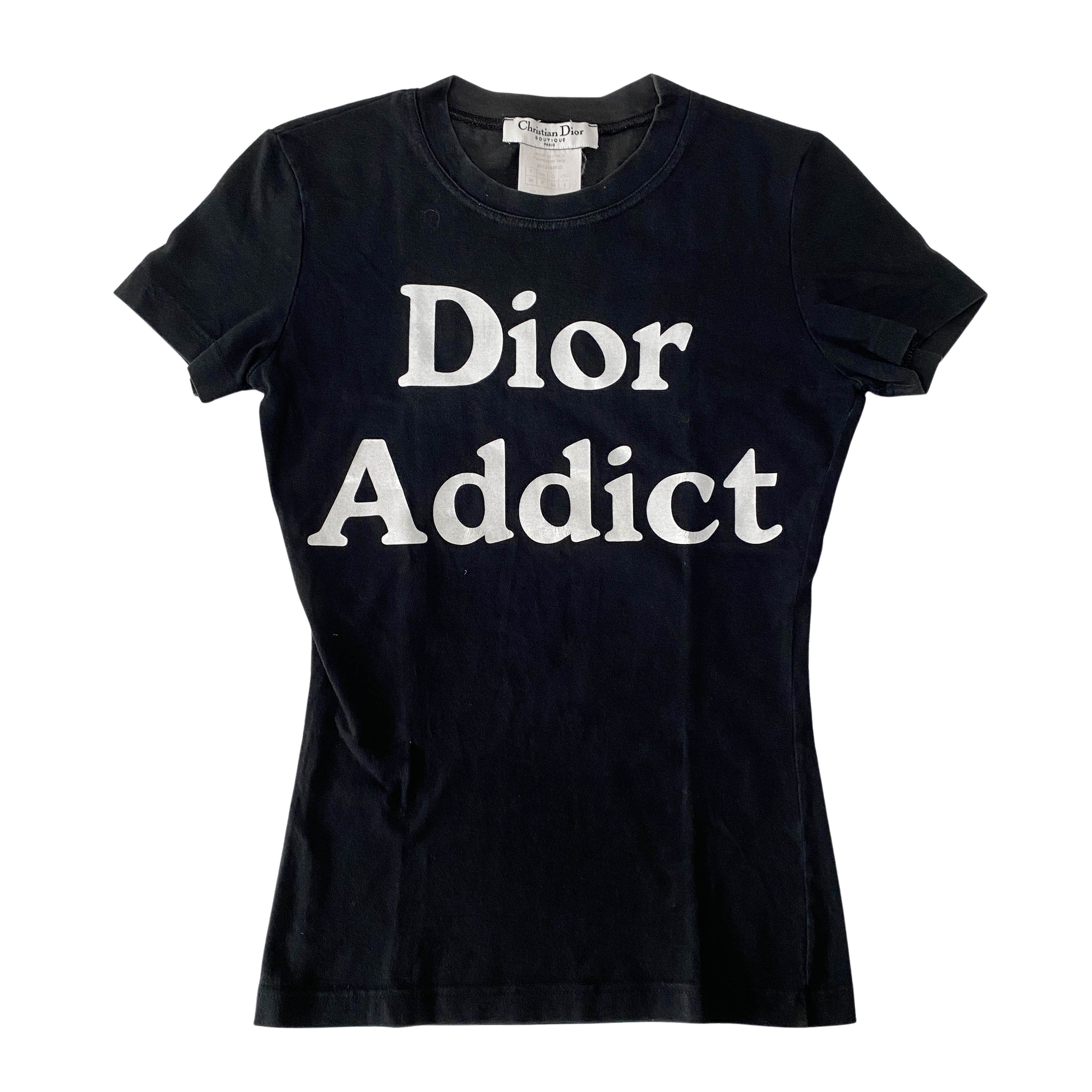 Dior Addict Size 36 Black Cotton T-Shirt