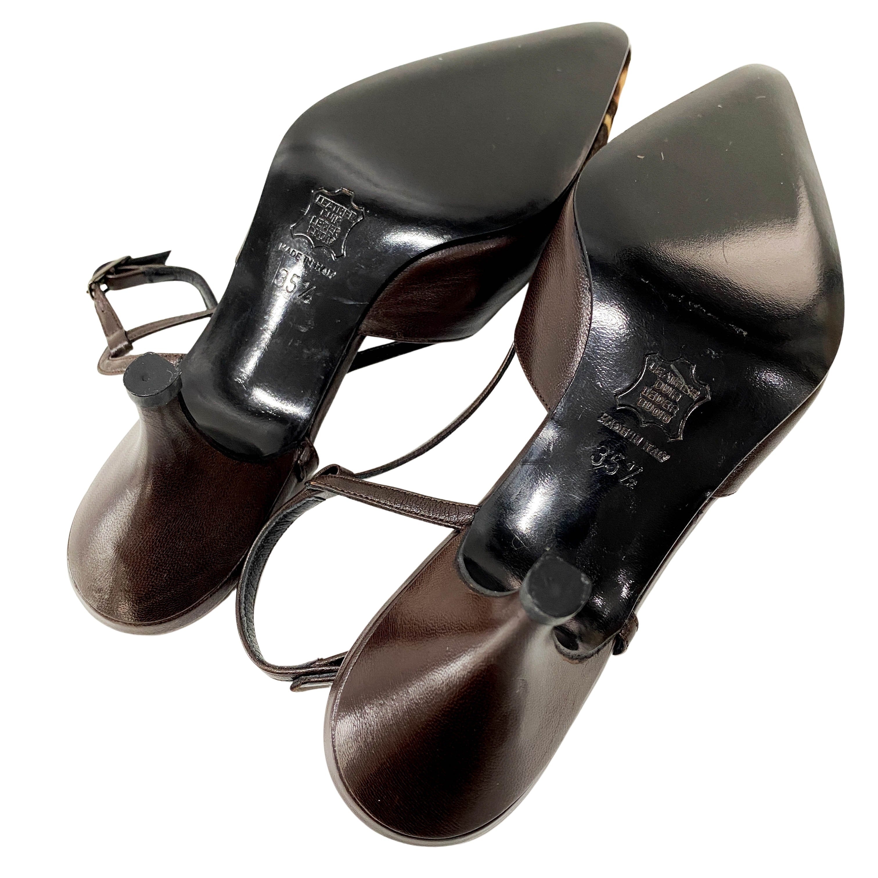 Leopard Pony Hair Sandals 36 1/2