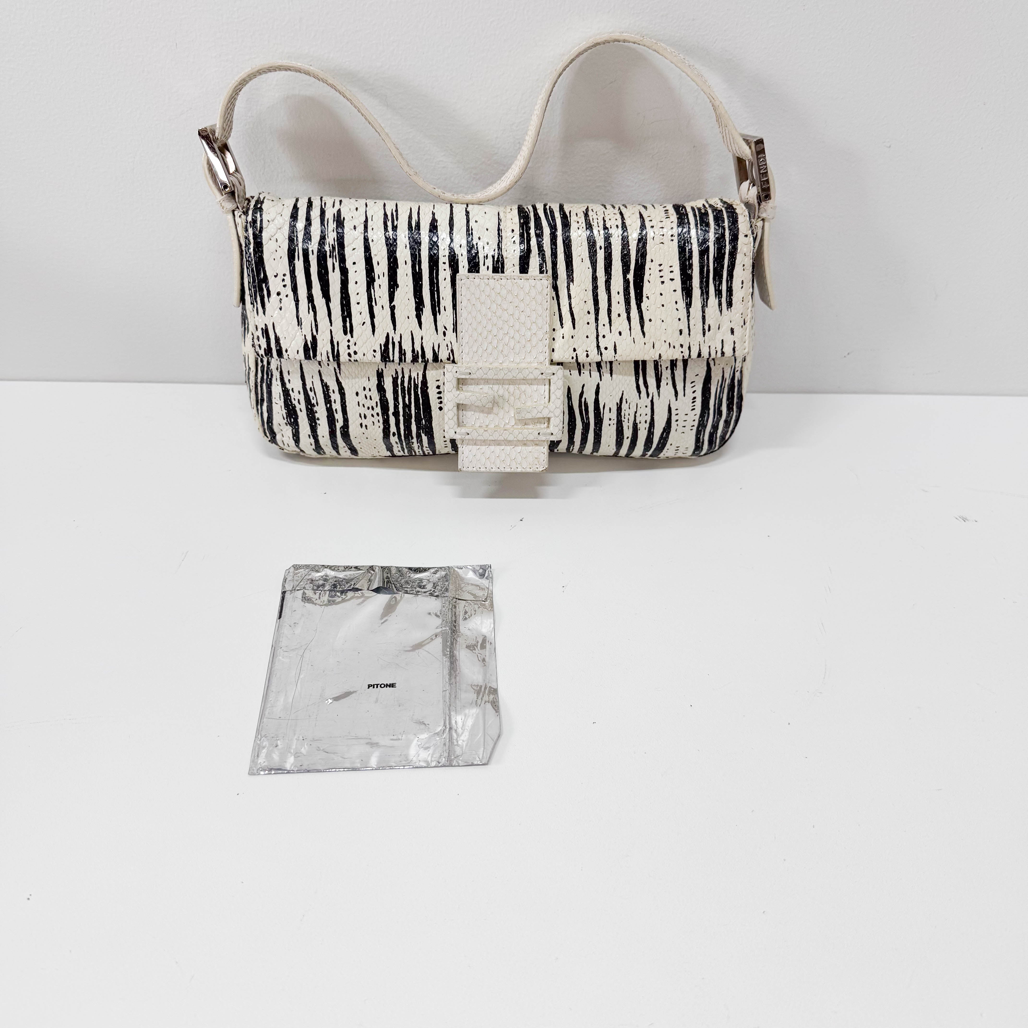 Baguette Python Embossed Leather Shoulder Bag