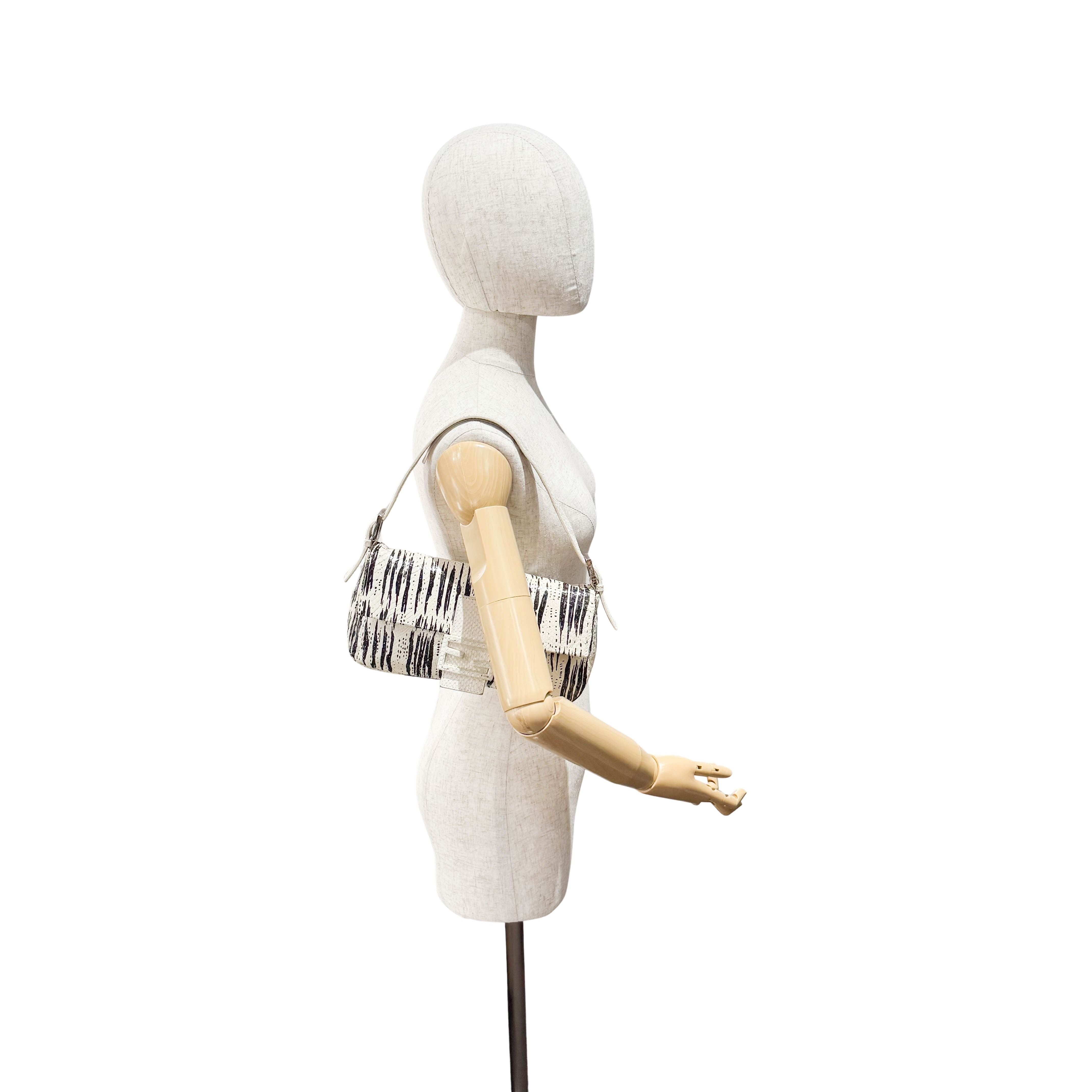 Baguette Python Embossed Leather Shoulder Bag