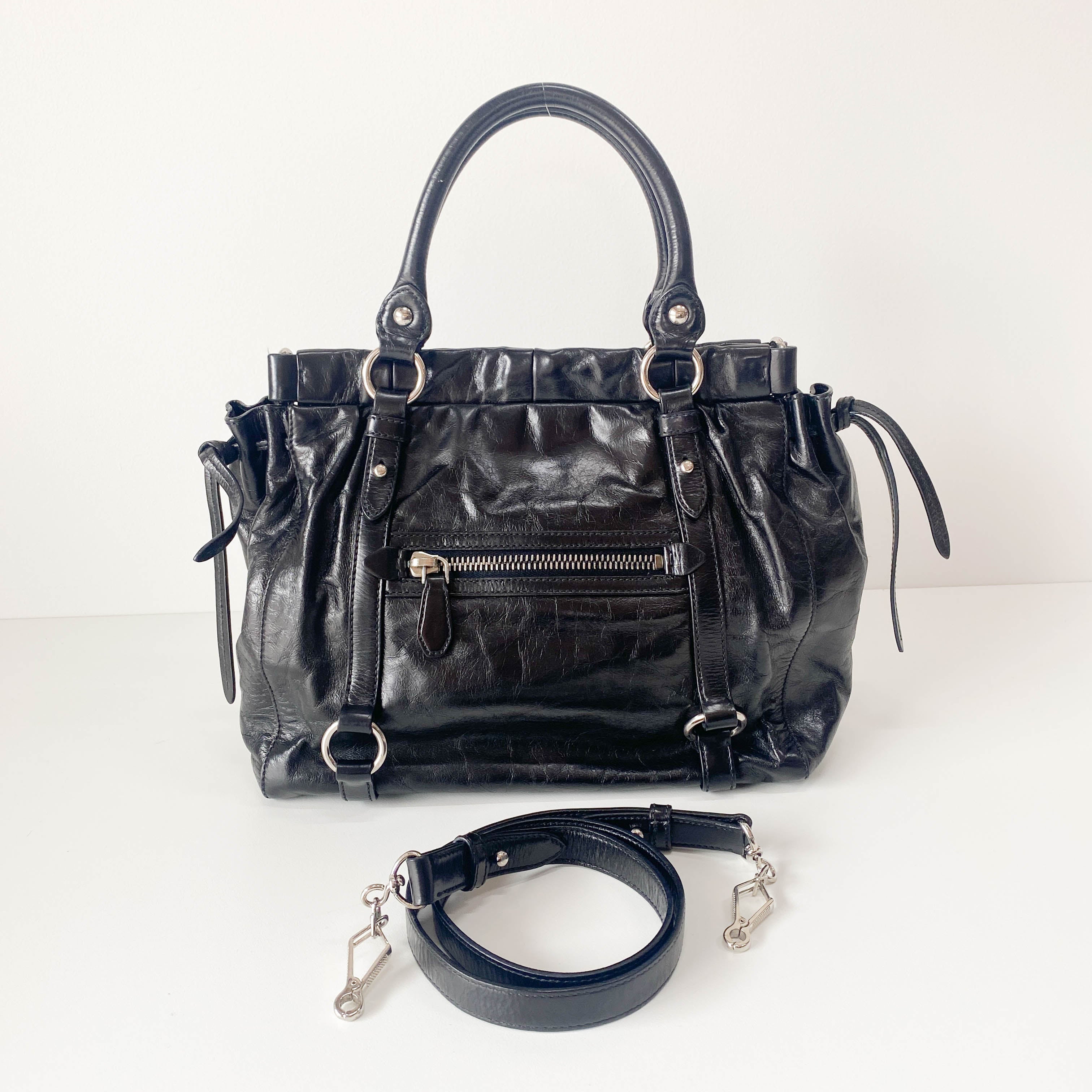 Vitello Black Leather Bag