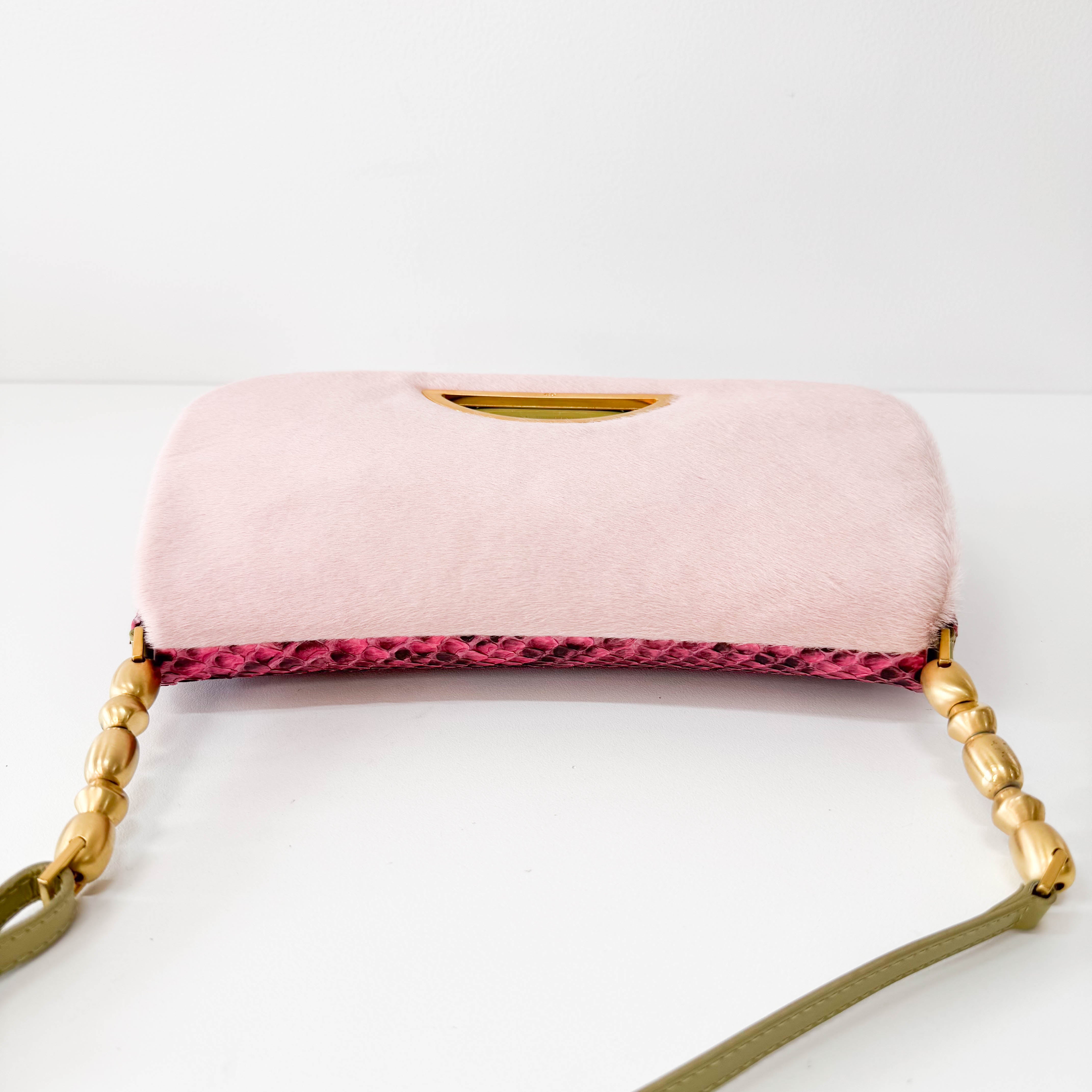 Malice Pearl Pink Pony Hair & Leather Shoulder Bag