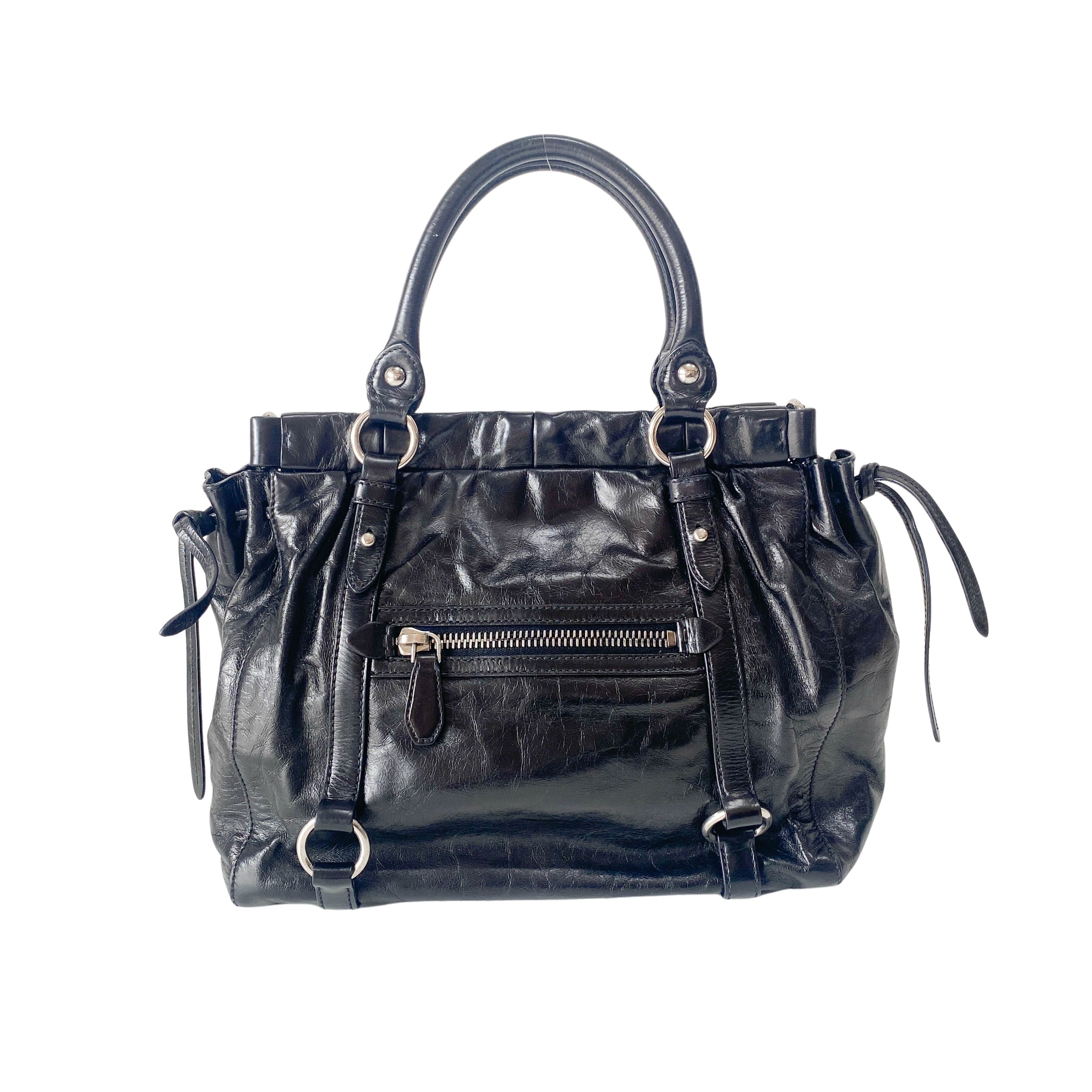 Vitello Black Leather Bag