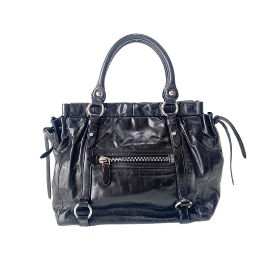 Vitello Black Leather Bag