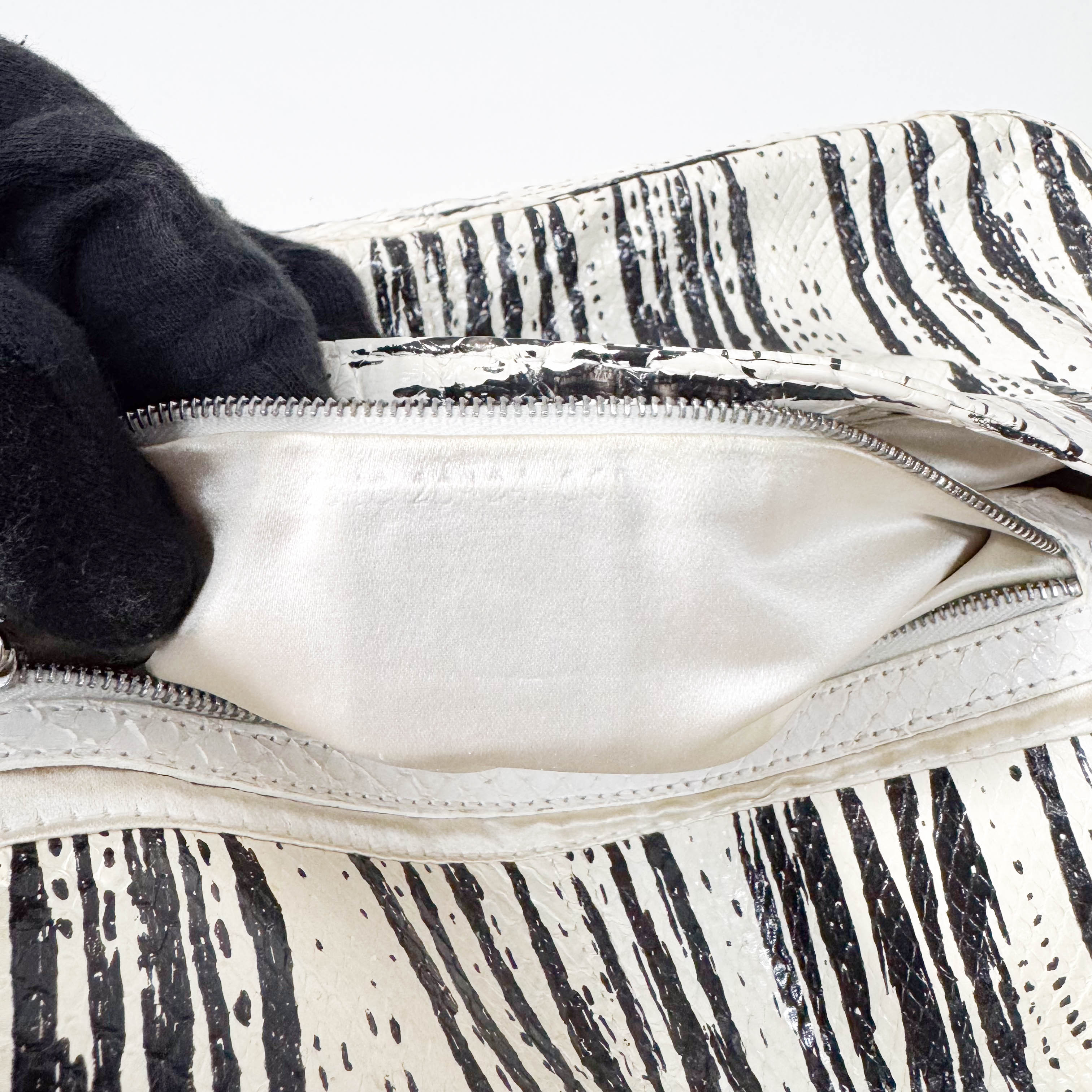 Baguette Python Embossed Leather Shoulder Bag