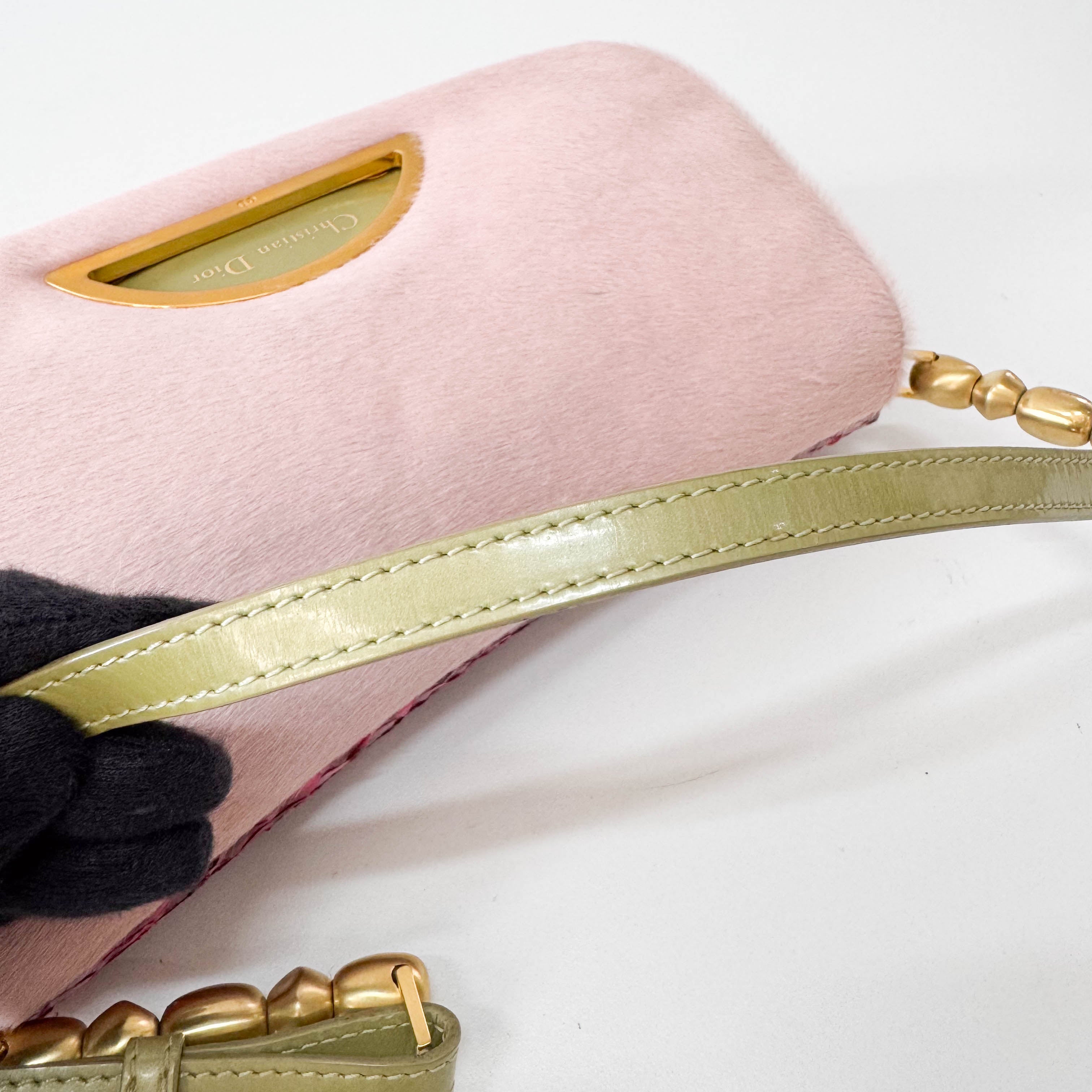 Malice Pearl Pink Pony Hair & Leather Shoulder Bag