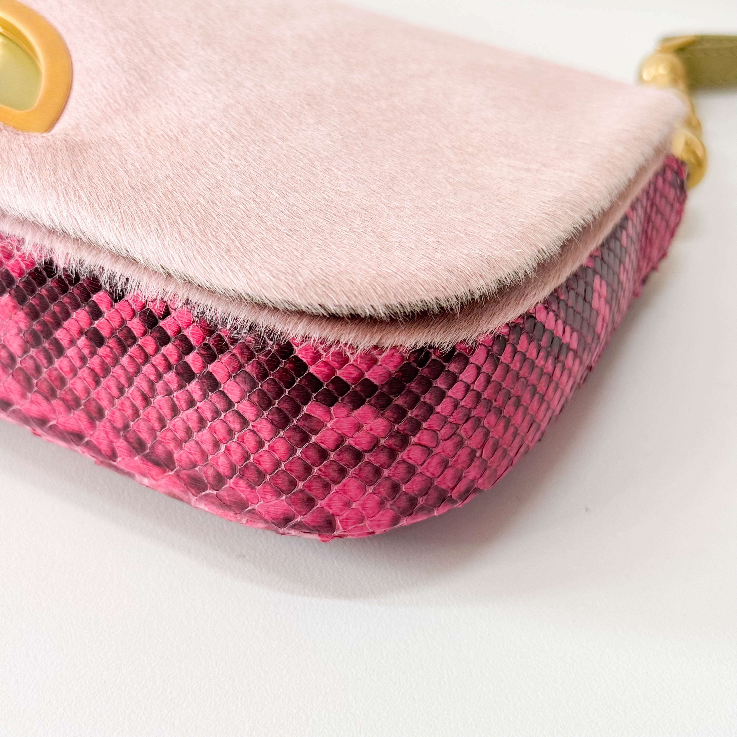 Malice Pearl Pink Pony Hair & Leather Shoulder Bag