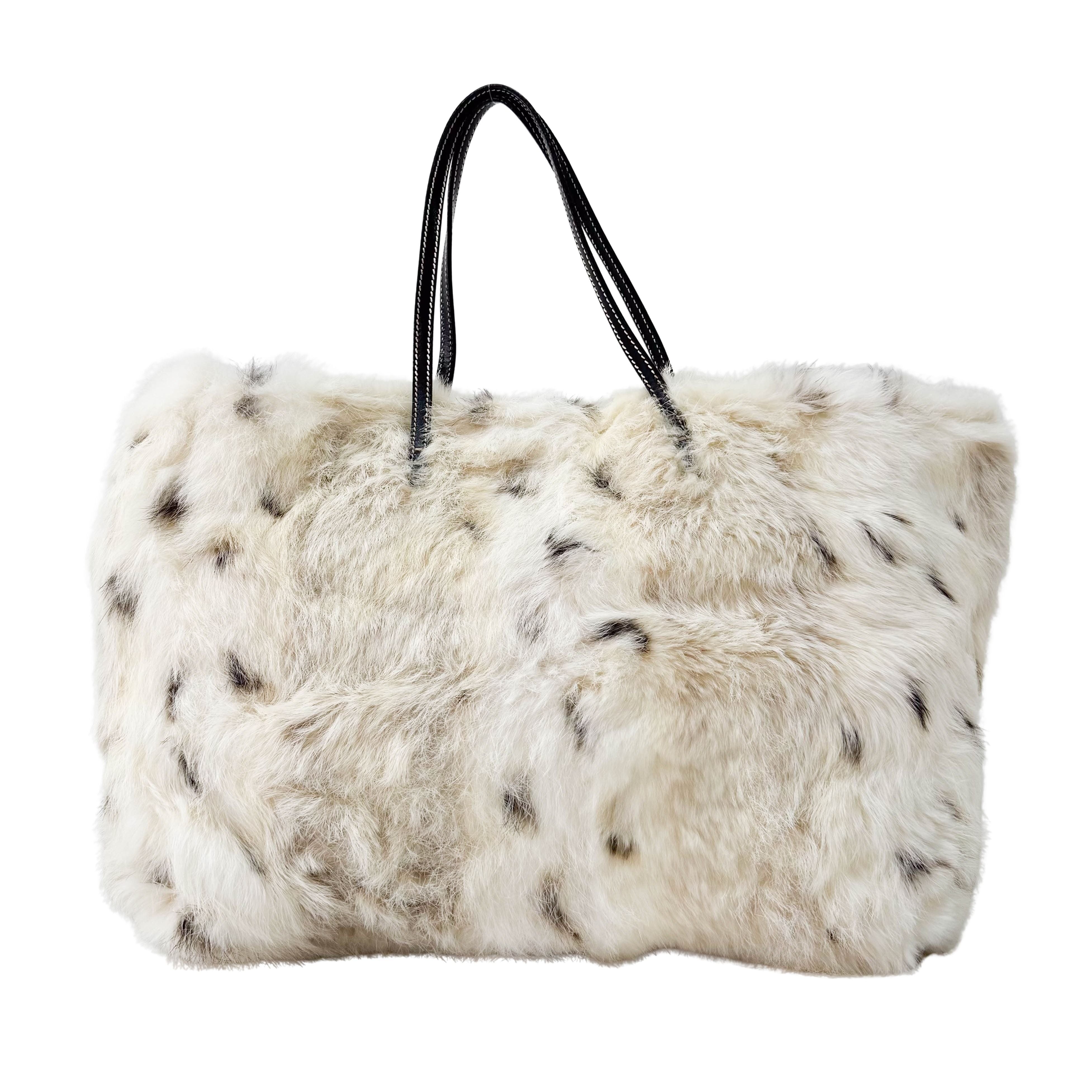 White Fur Tote Bag