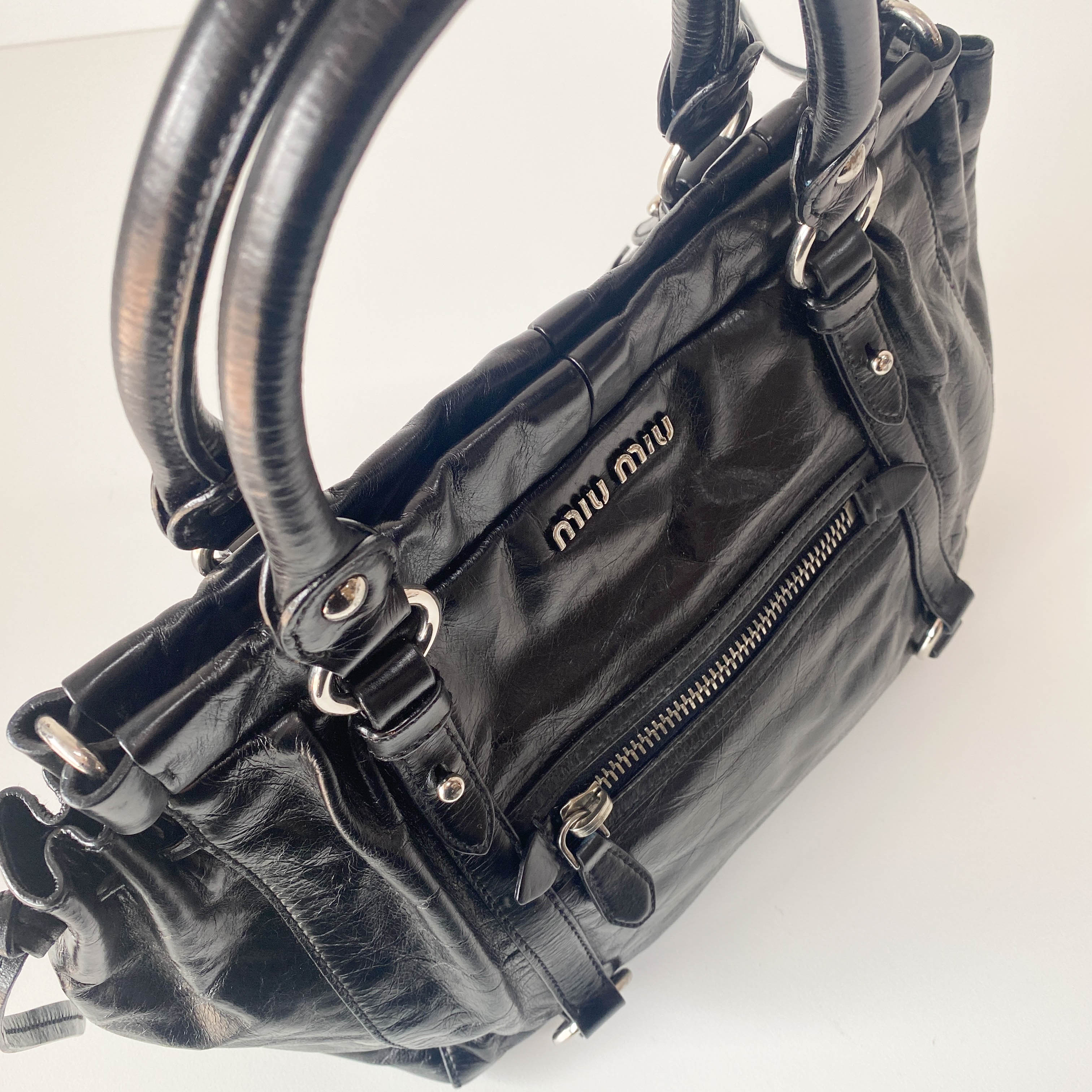 Vitello Black Leather Bag
