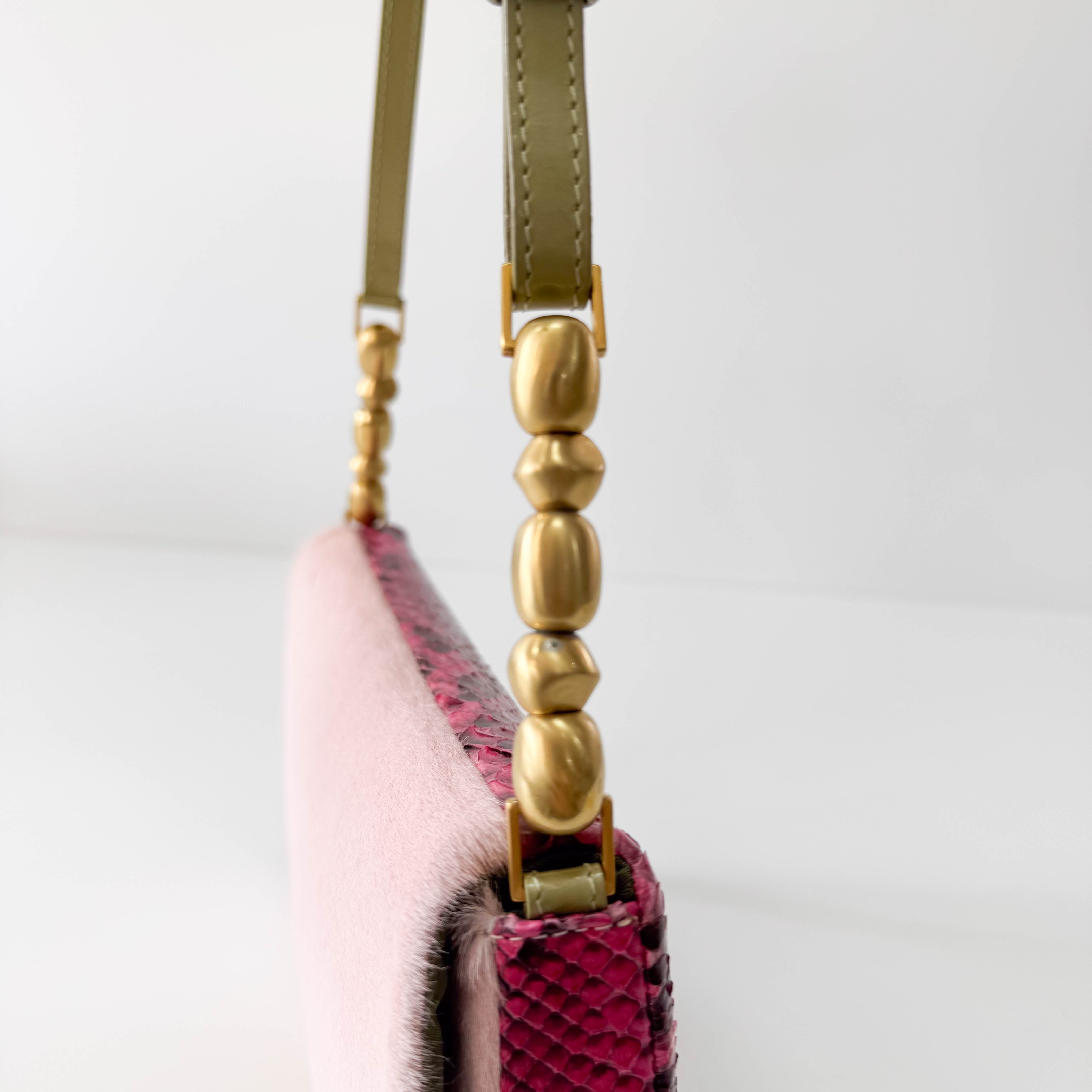 Malice Pearl Pink Pony Hair & Leather Shoulder Bag