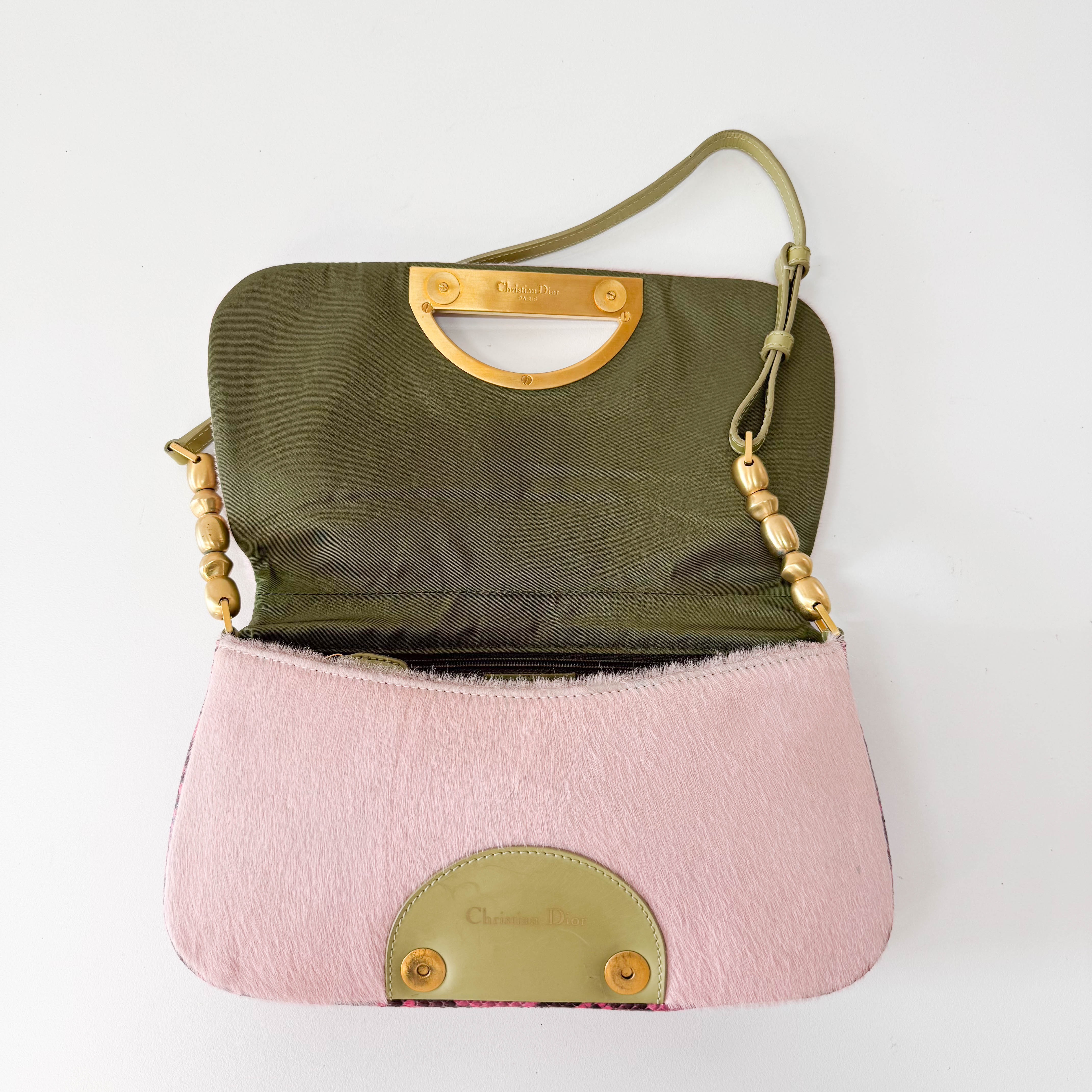 Malice Pearl Pink Pony Hair & Leather Shoulder Bag