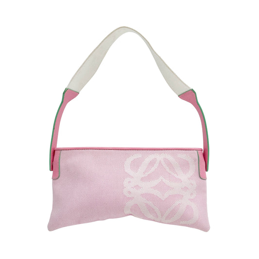 Anagram Pochette Pink Cotton Shoulder Bag