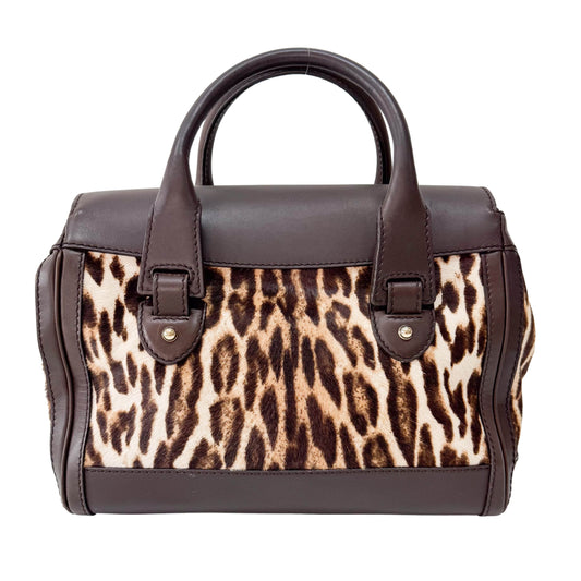 Brown Leopard Print Pony Hair & Leather Handbag