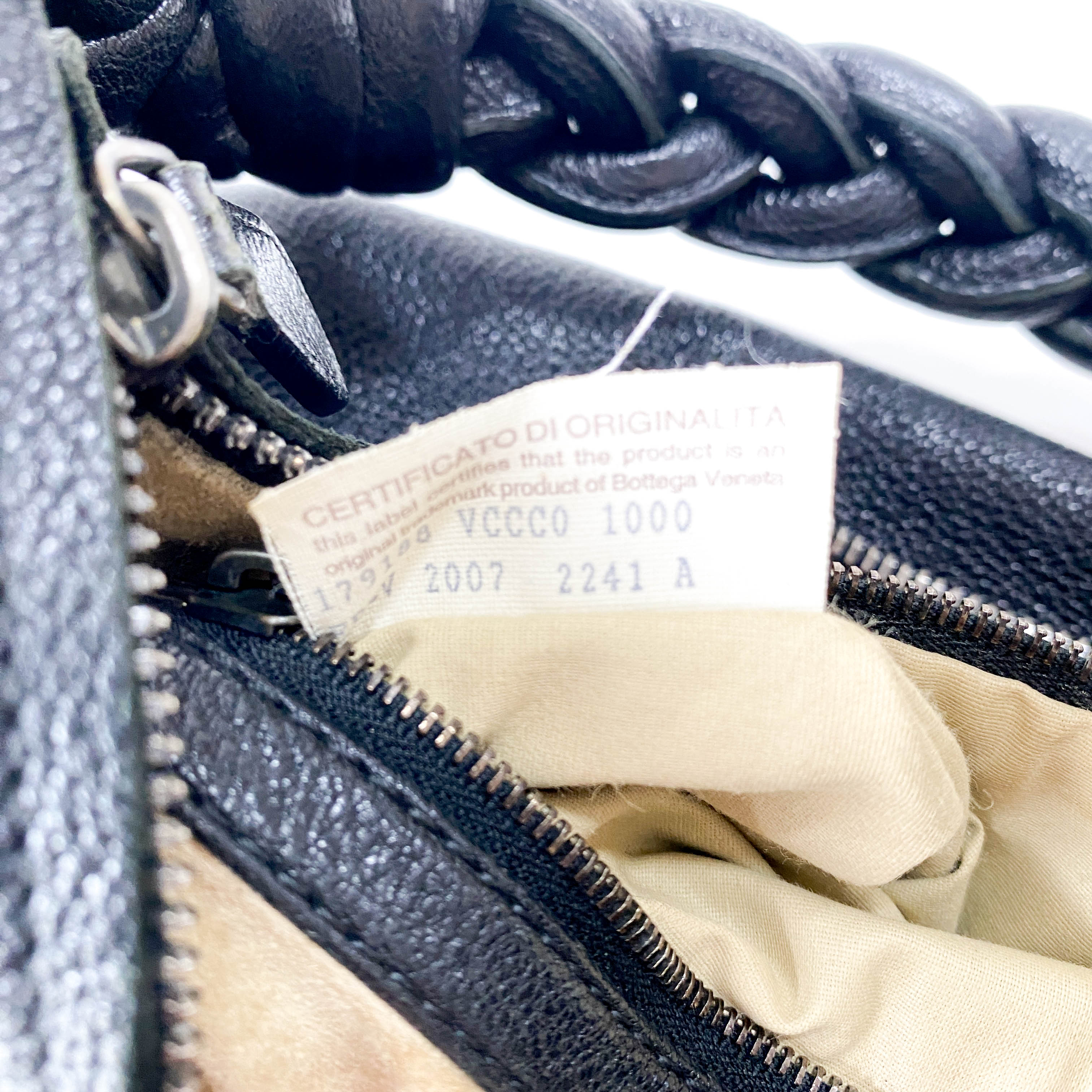 Plaited Handle Black Leather Handle Bag