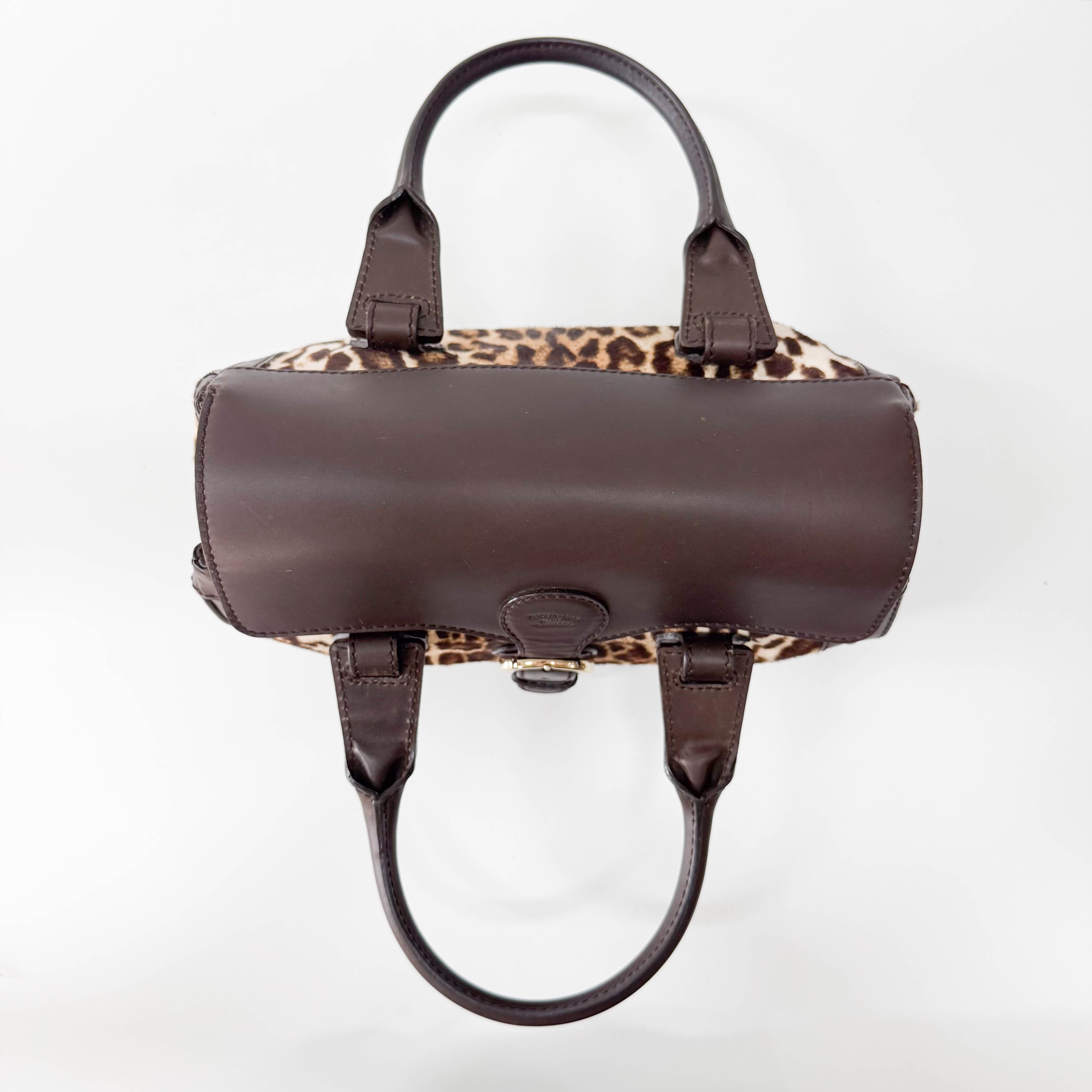 Brown Leopard Print Pony Hair & Leather Handbag