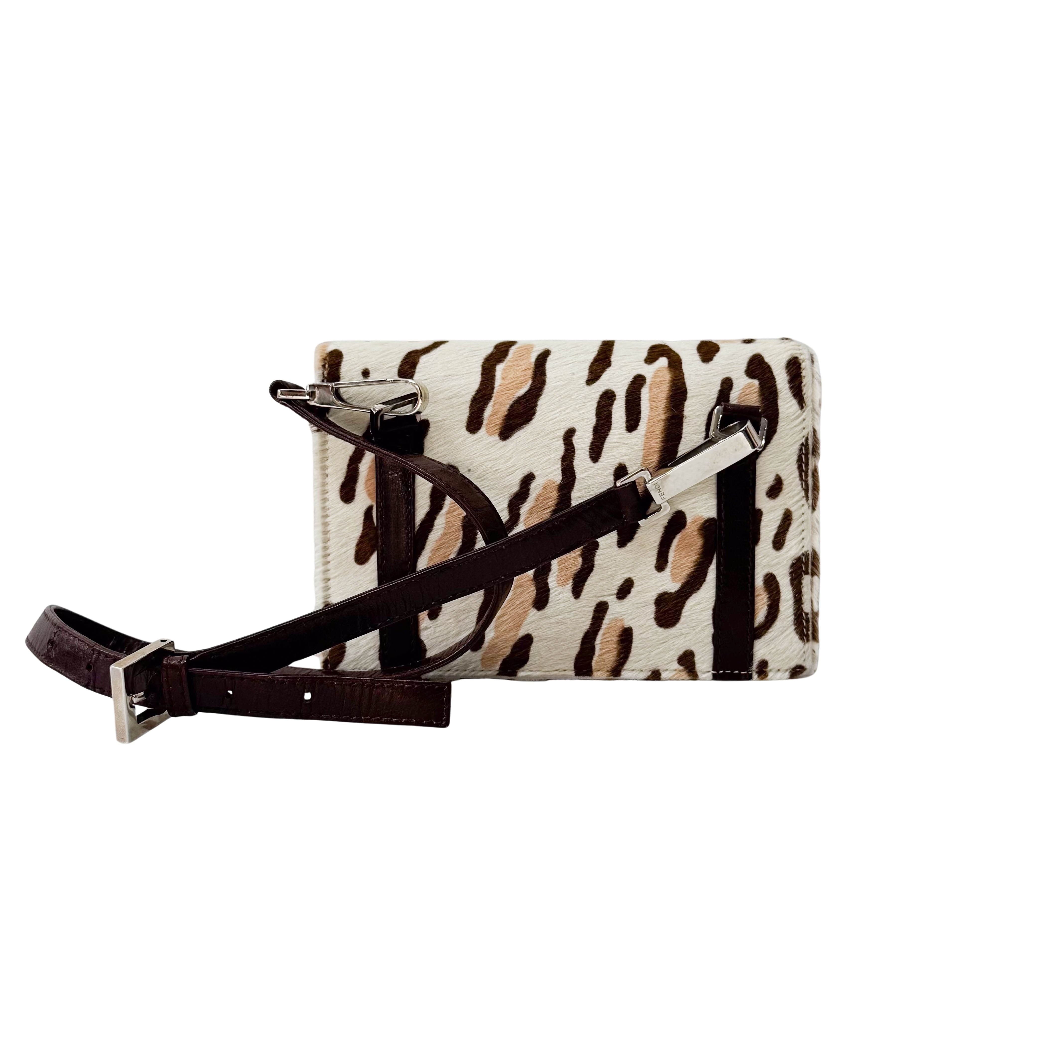 Brown Leopard Print Pony Hair Shoulder Bag