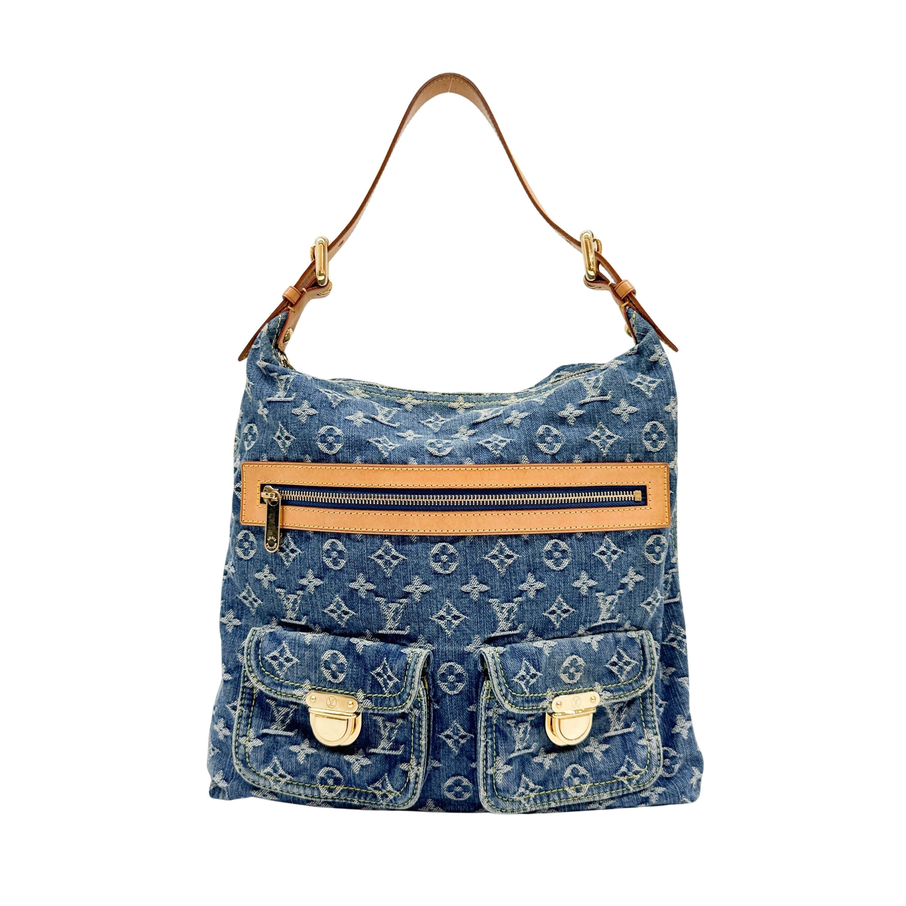 Baggy Blue Monogram Denim Tote Bag