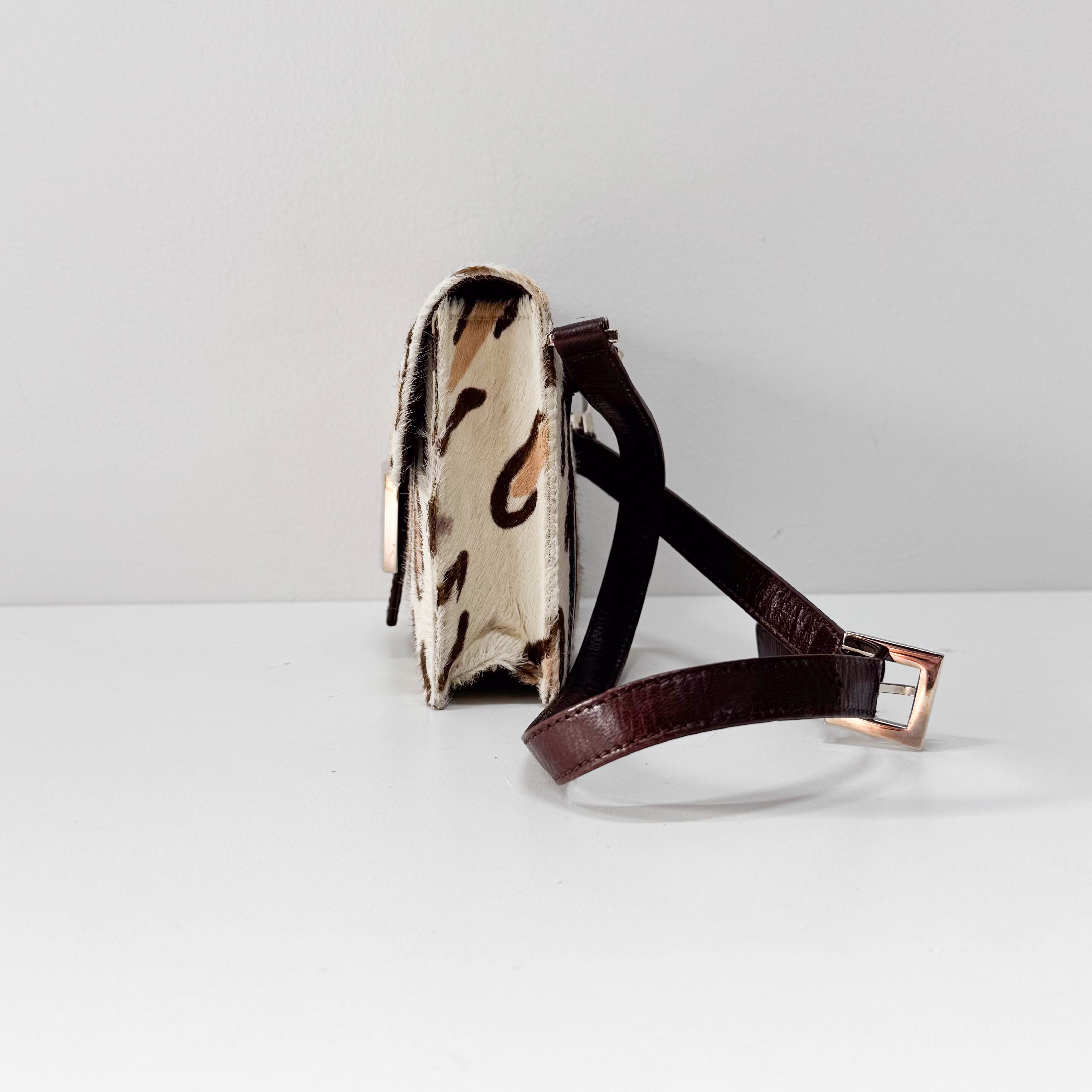 Brown Leopard Print Pony Hair Shoulder Bag