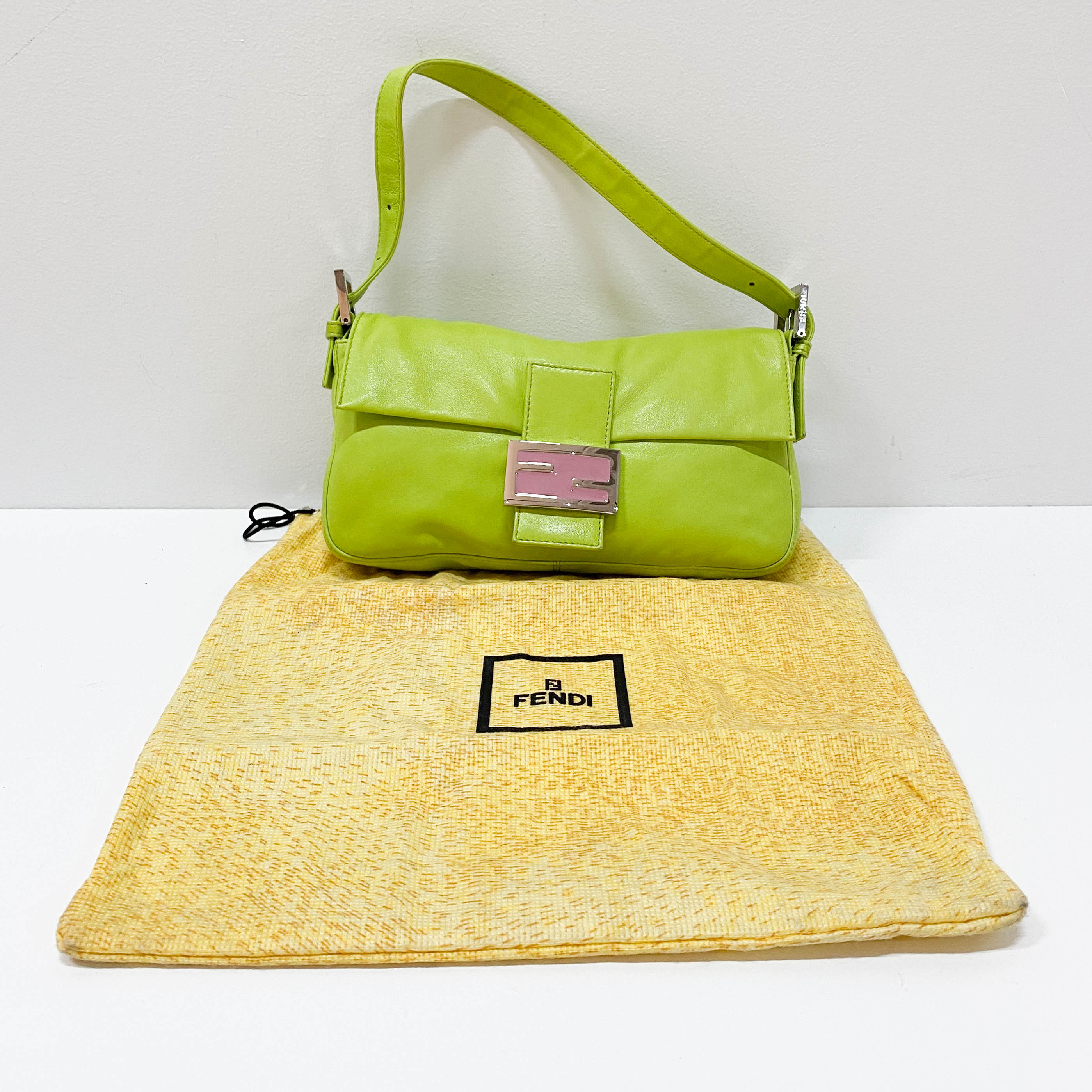 Baguette Green Nappa Leather Shoulder Bag