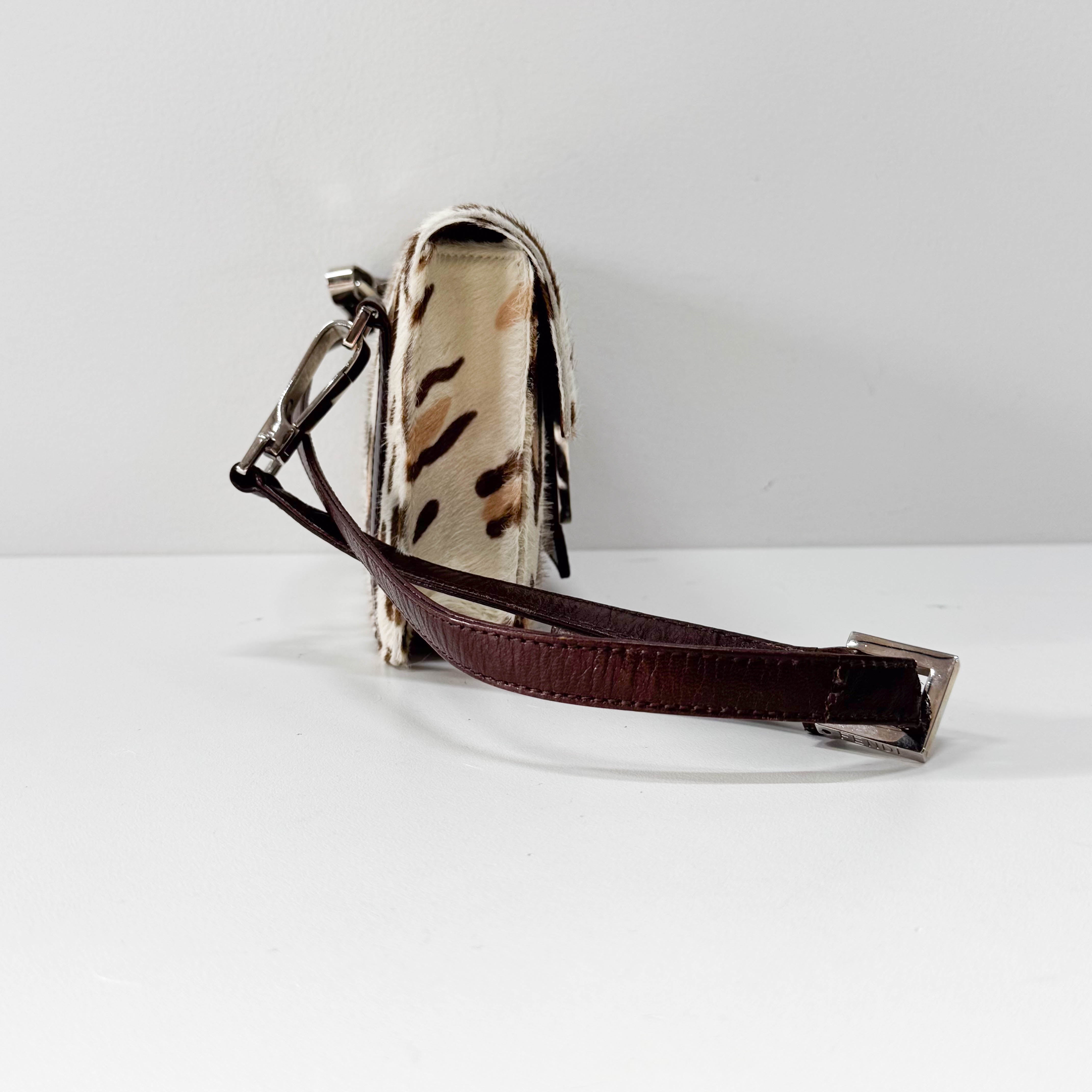 Brown Leopard Print Pony Hair Shoulder Bag