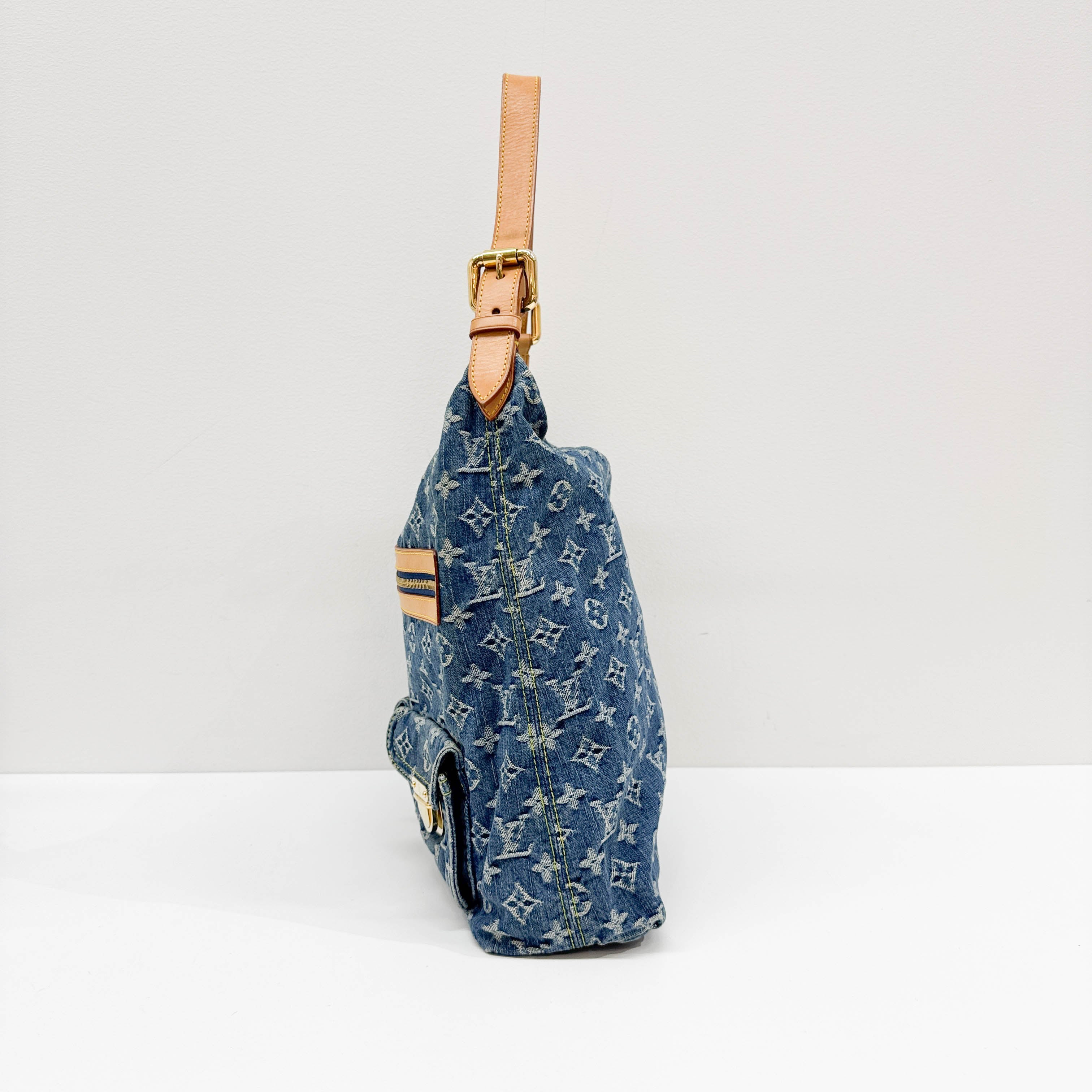 Baggy Blue Monogram Denim Tote Bag