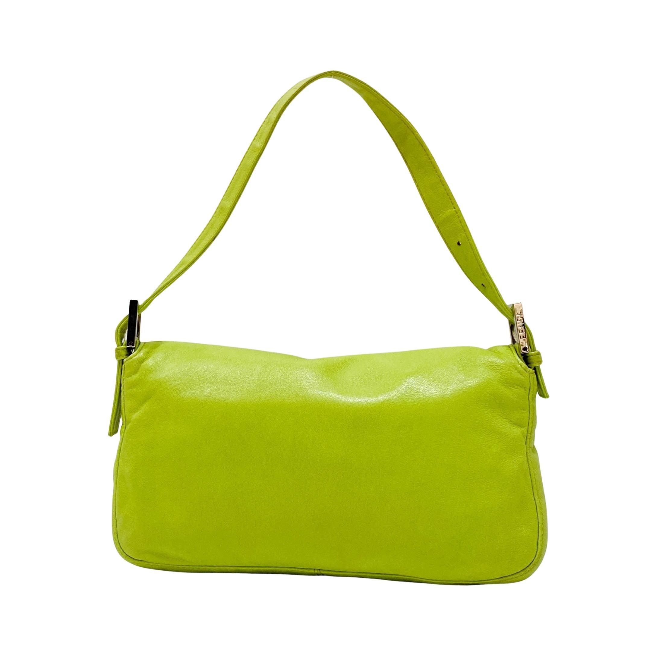Baguette Green Nappa Leather Shoulder Bag