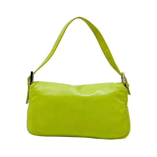 Baguette Green Nappa Leather Shoulder Bag