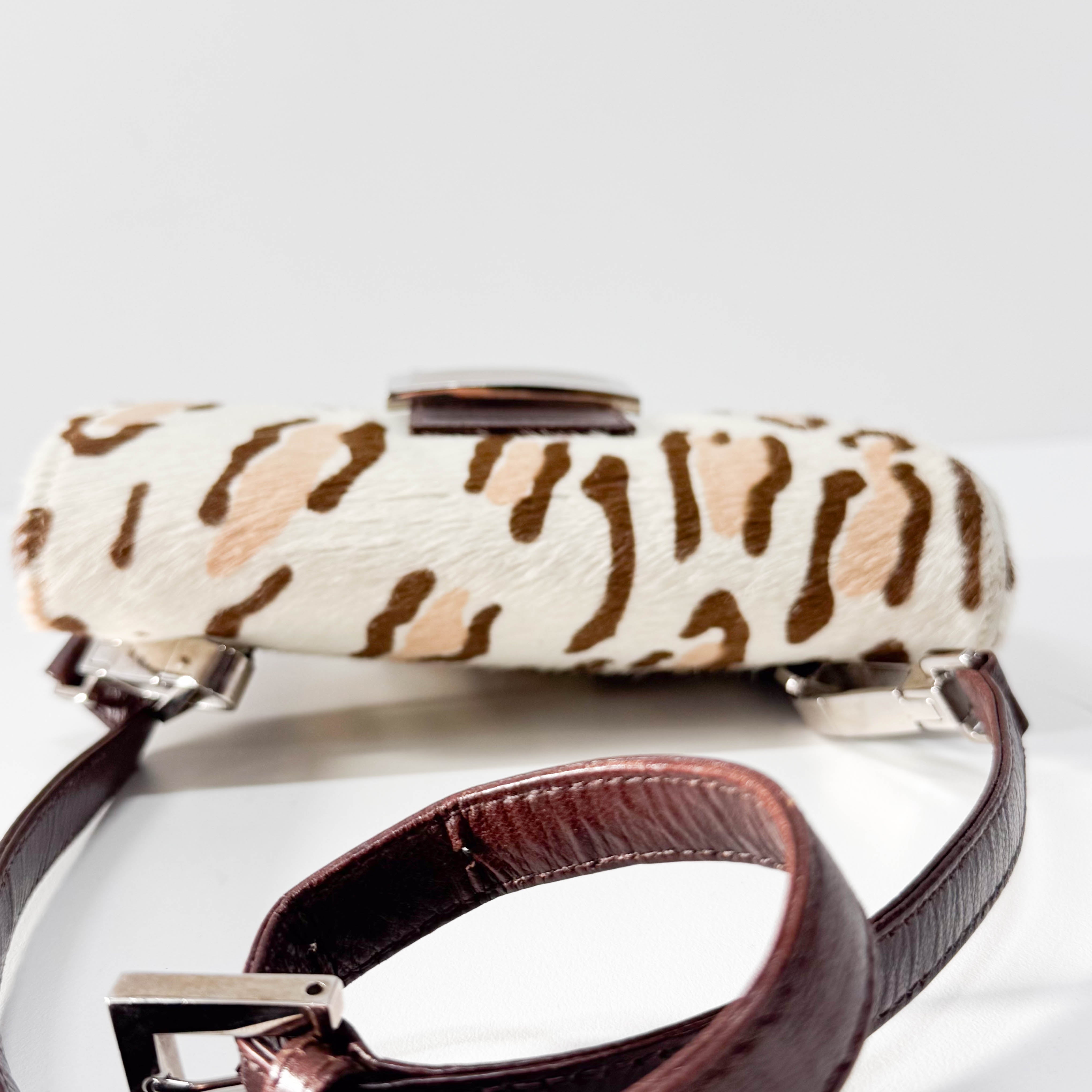 Brown Leopard Print Pony Hair Shoulder Bag