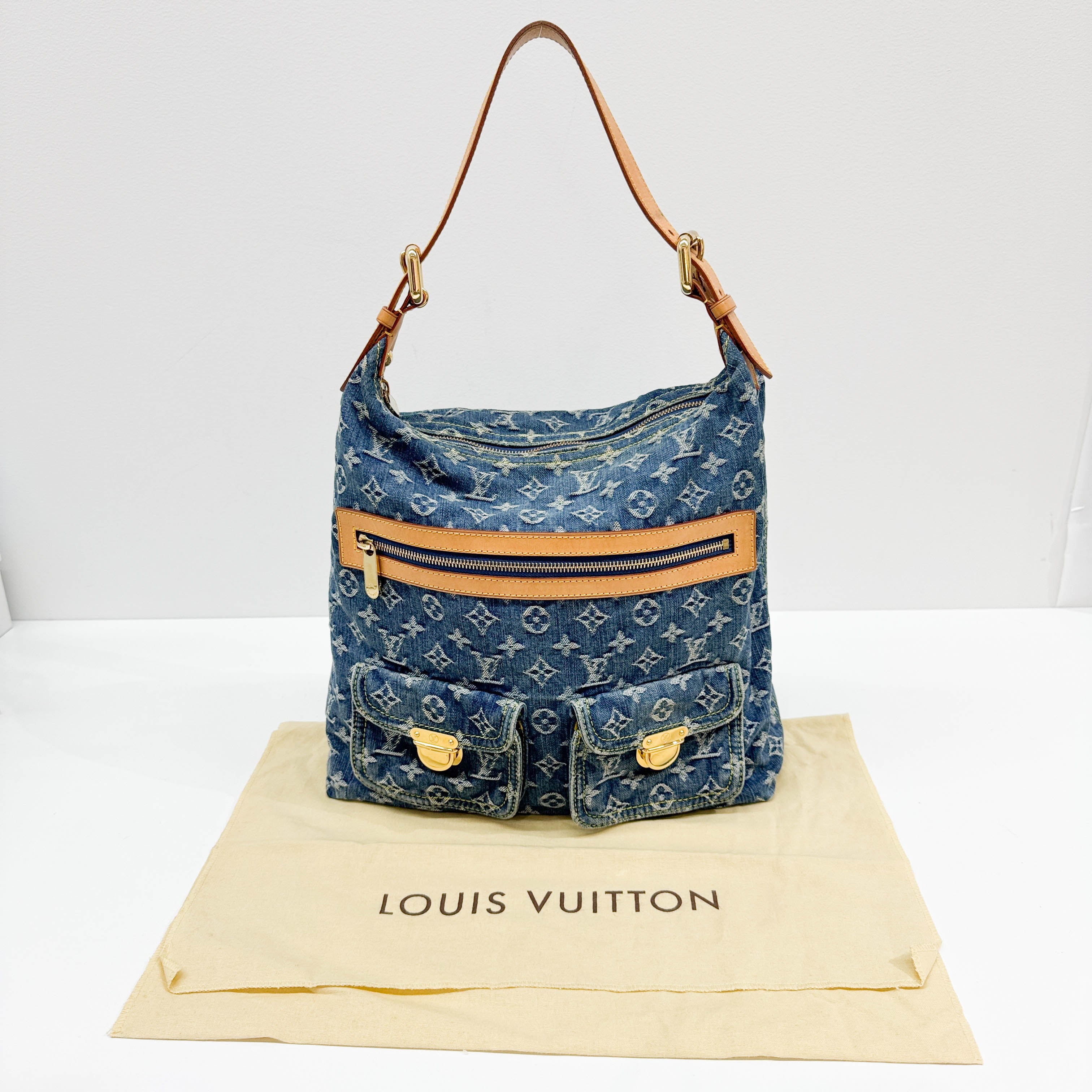 Baggy Blue Monogram Denim Tote Bag