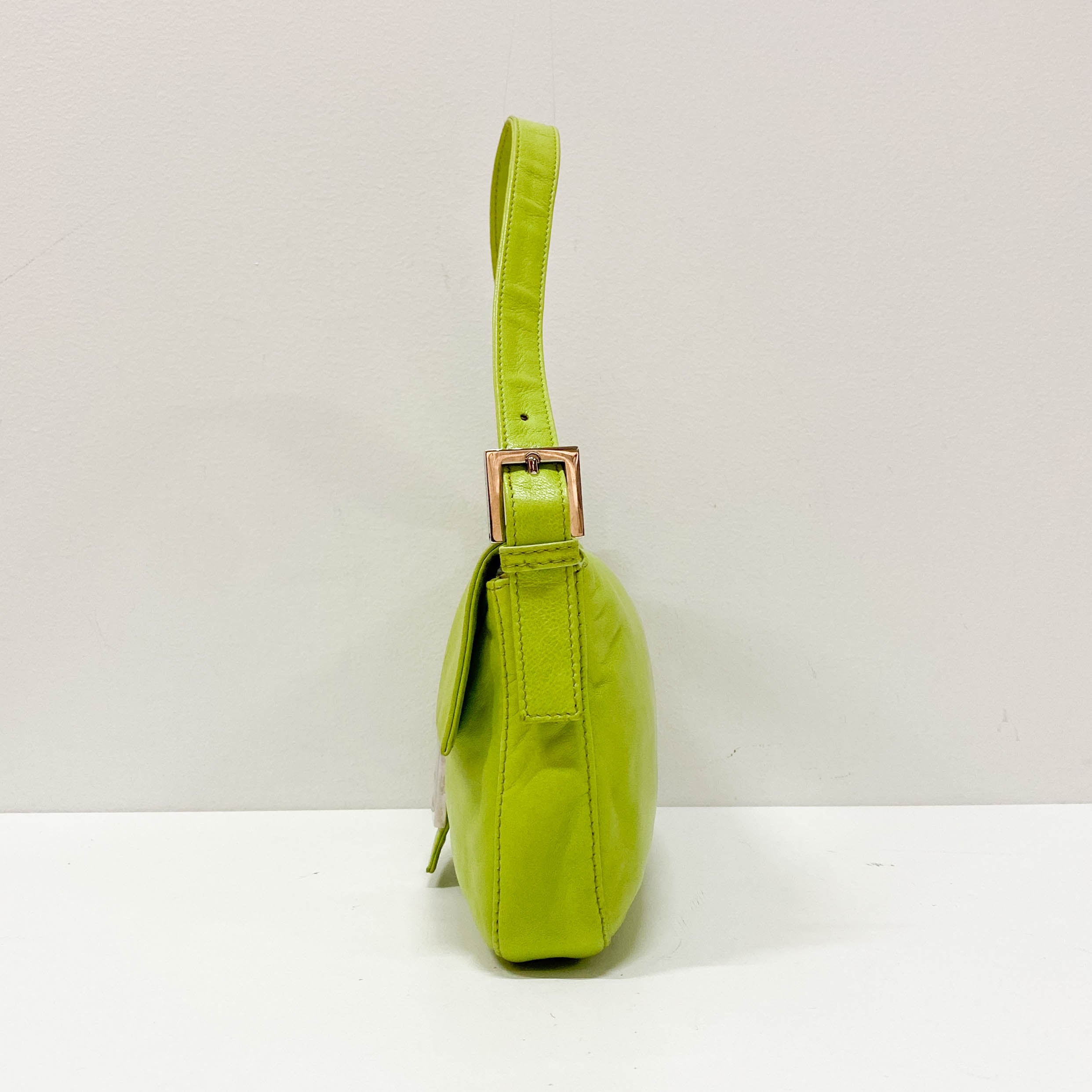 Baguette Green Nappa Leather Shoulder Bag