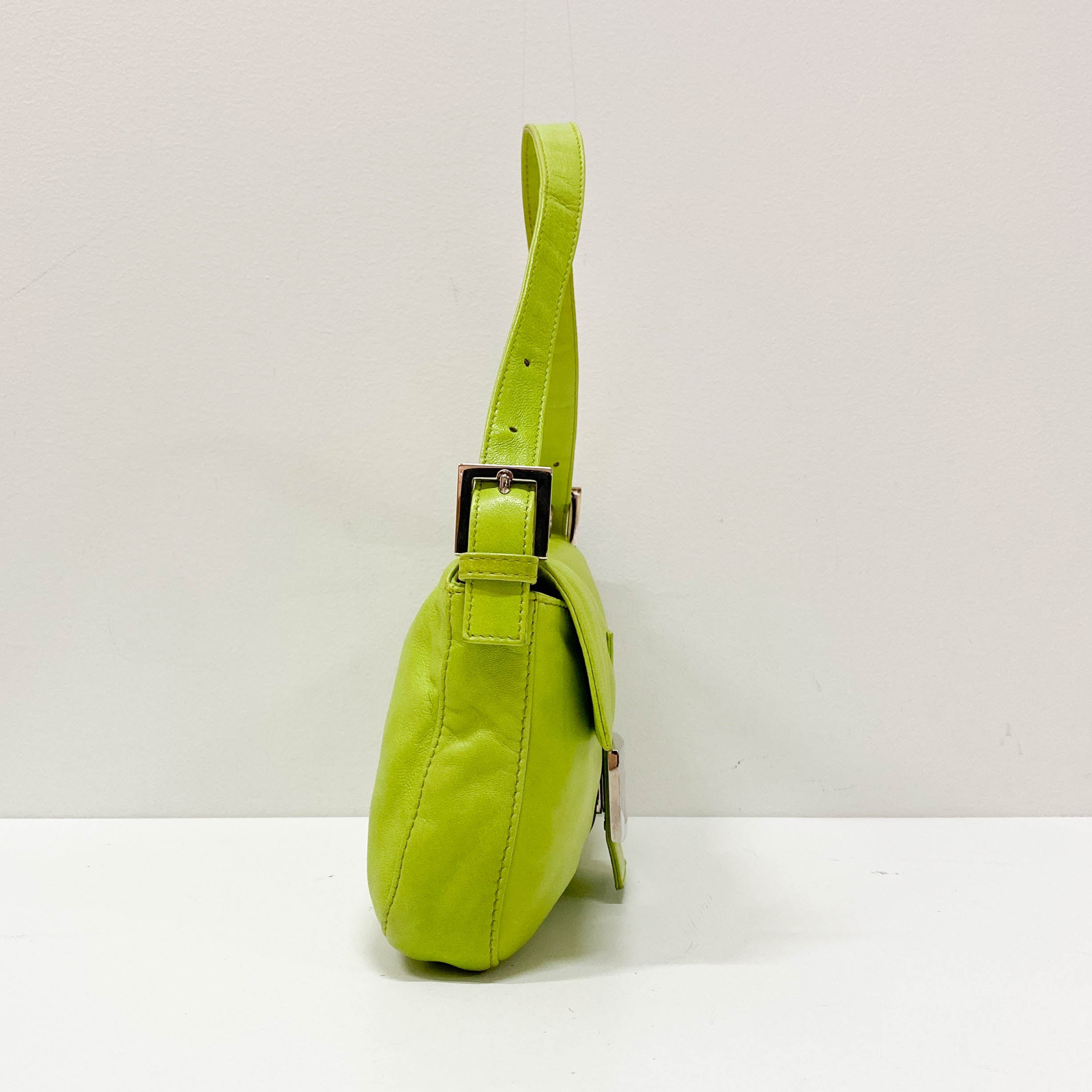 Baguette Green Nappa Leather Shoulder Bag