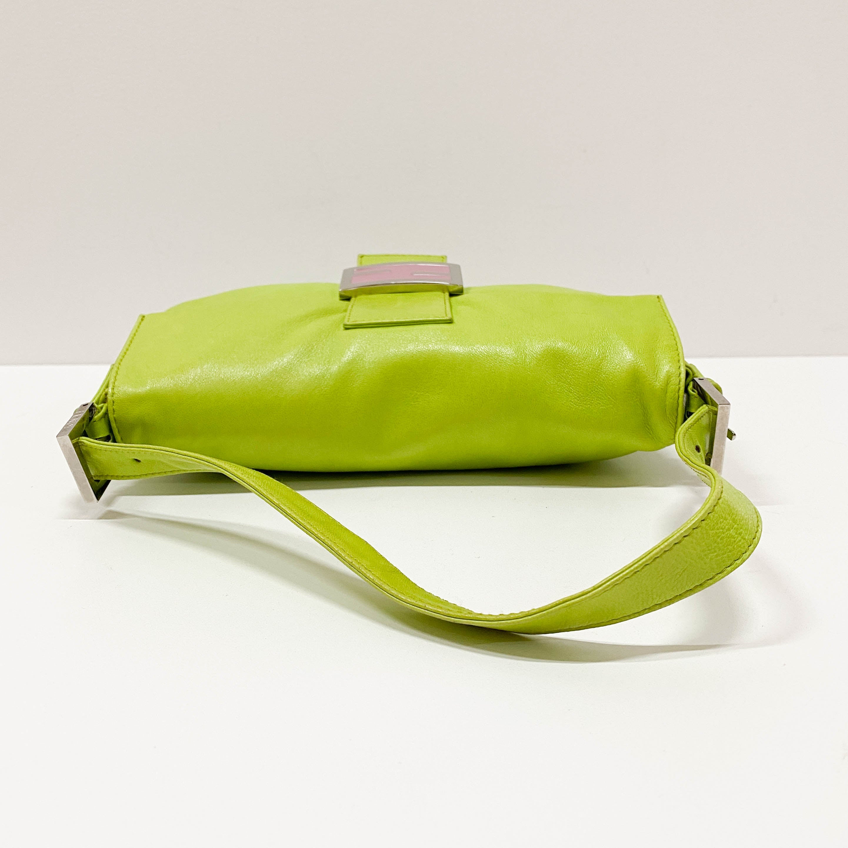 Baguette Green Nappa Leather Shoulder Bag