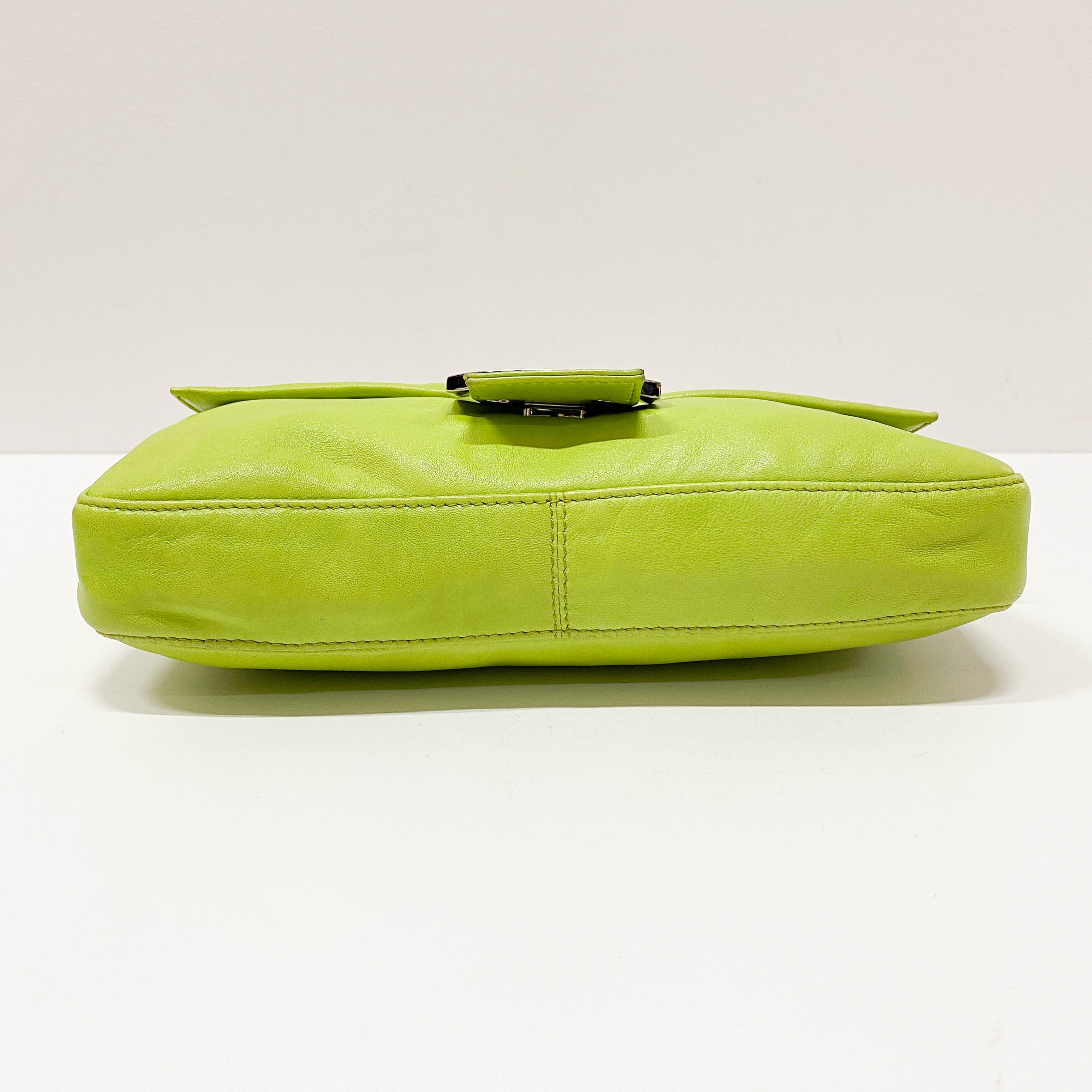 Baguette Green Nappa Leather Shoulder Bag