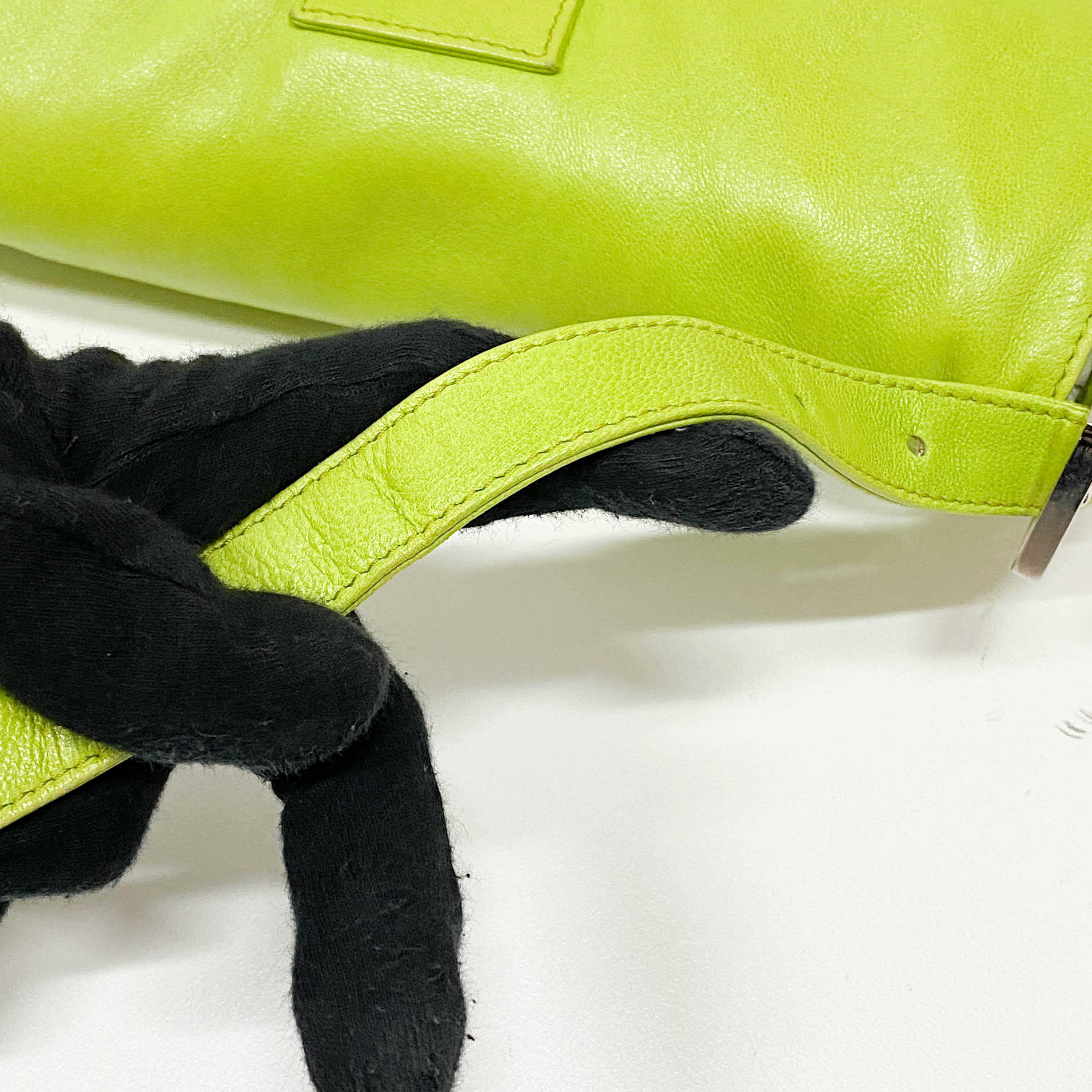 Baguette Green Nappa Leather Shoulder Bag