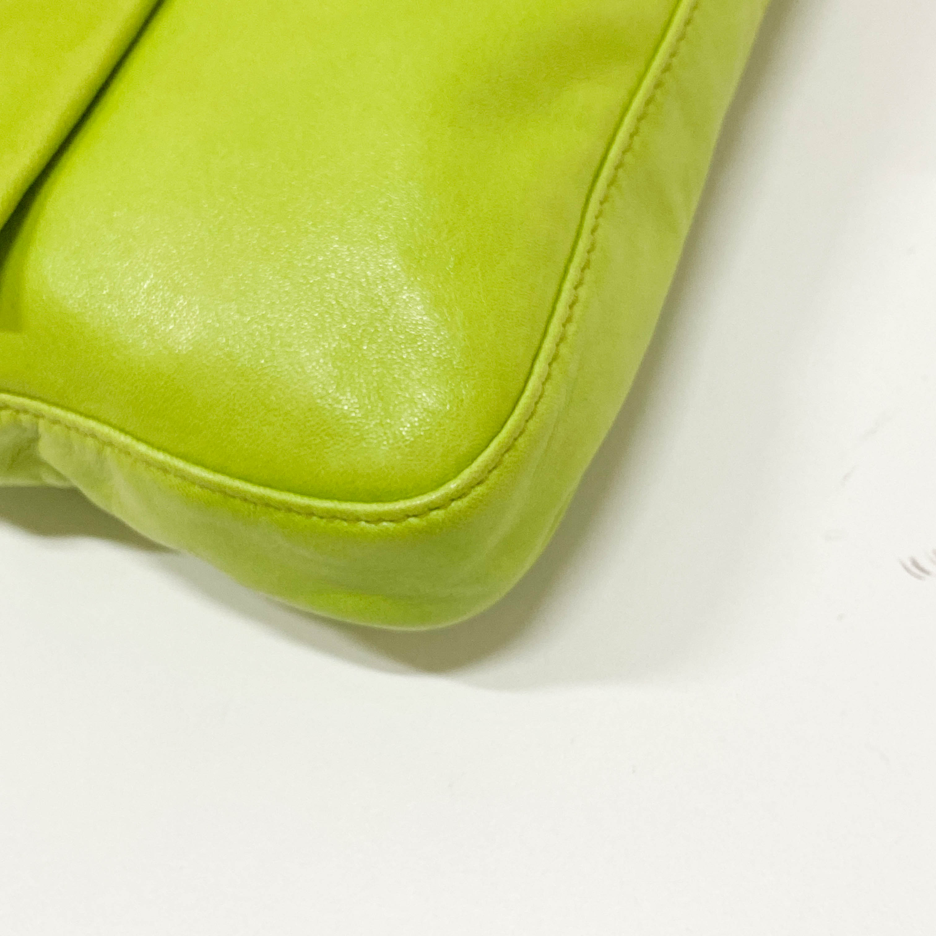 Baguette Green Nappa Leather Shoulder Bag