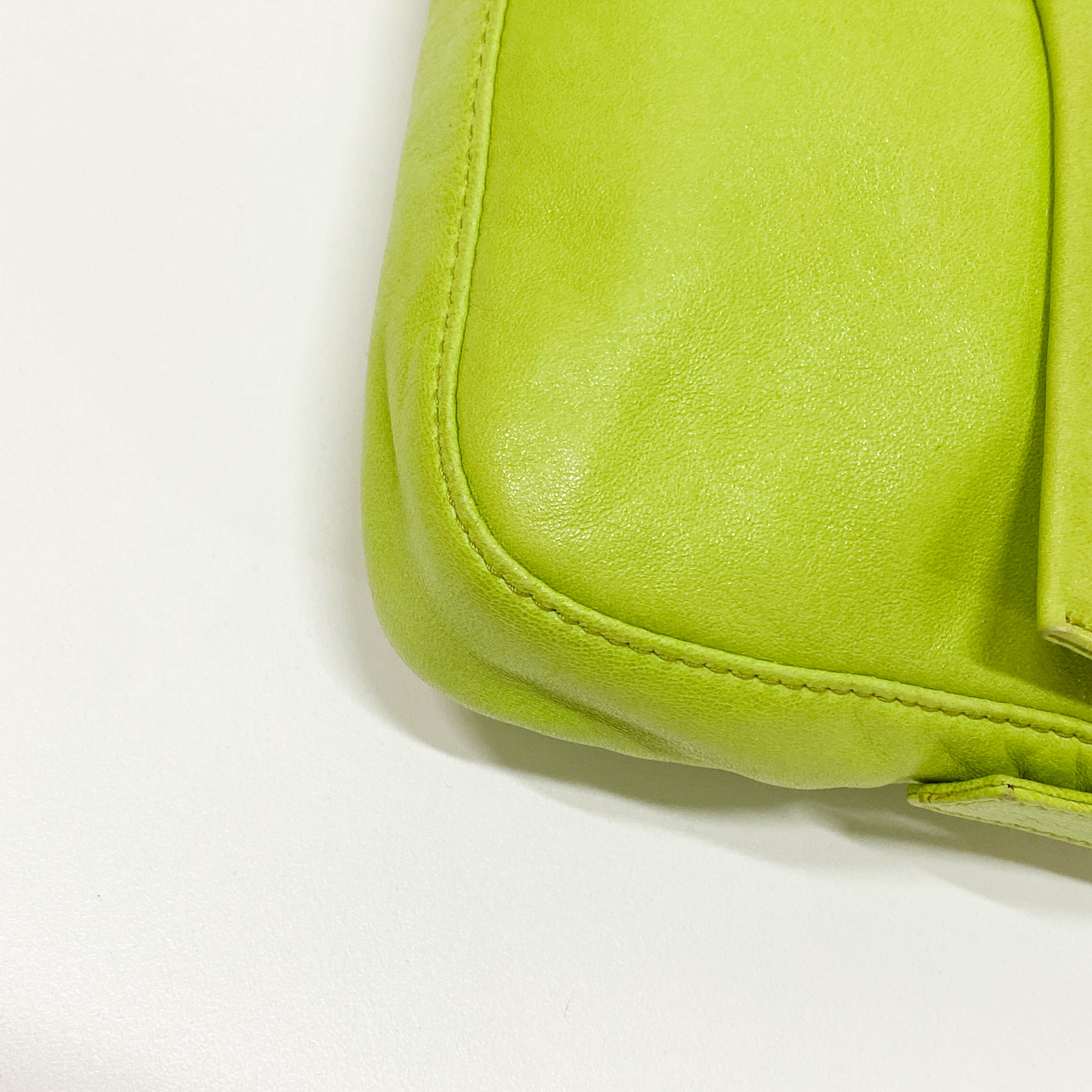 Baguette Green Nappa Leather Shoulder Bag