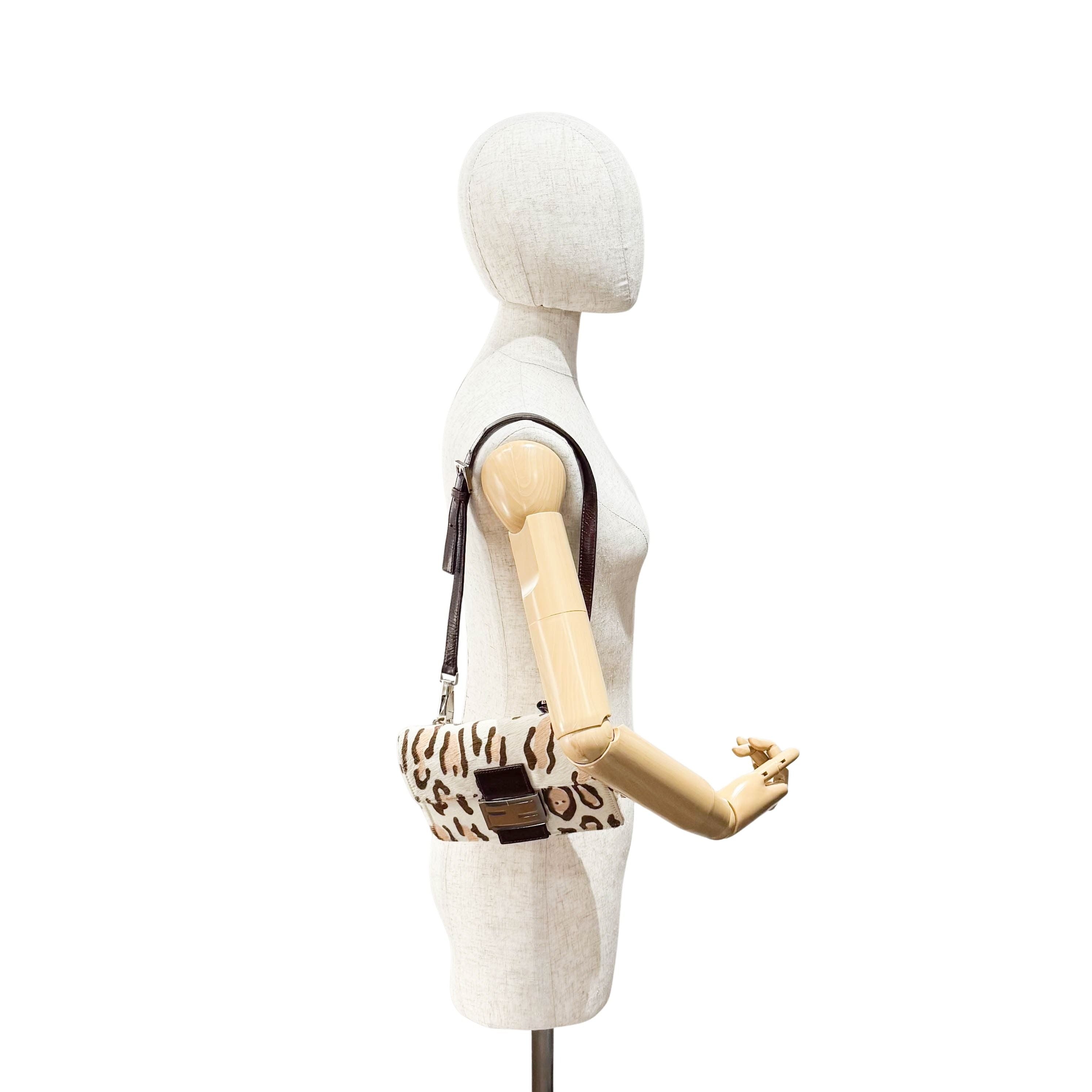 Brown Leopard Print Pony Hair Shoulder Bag