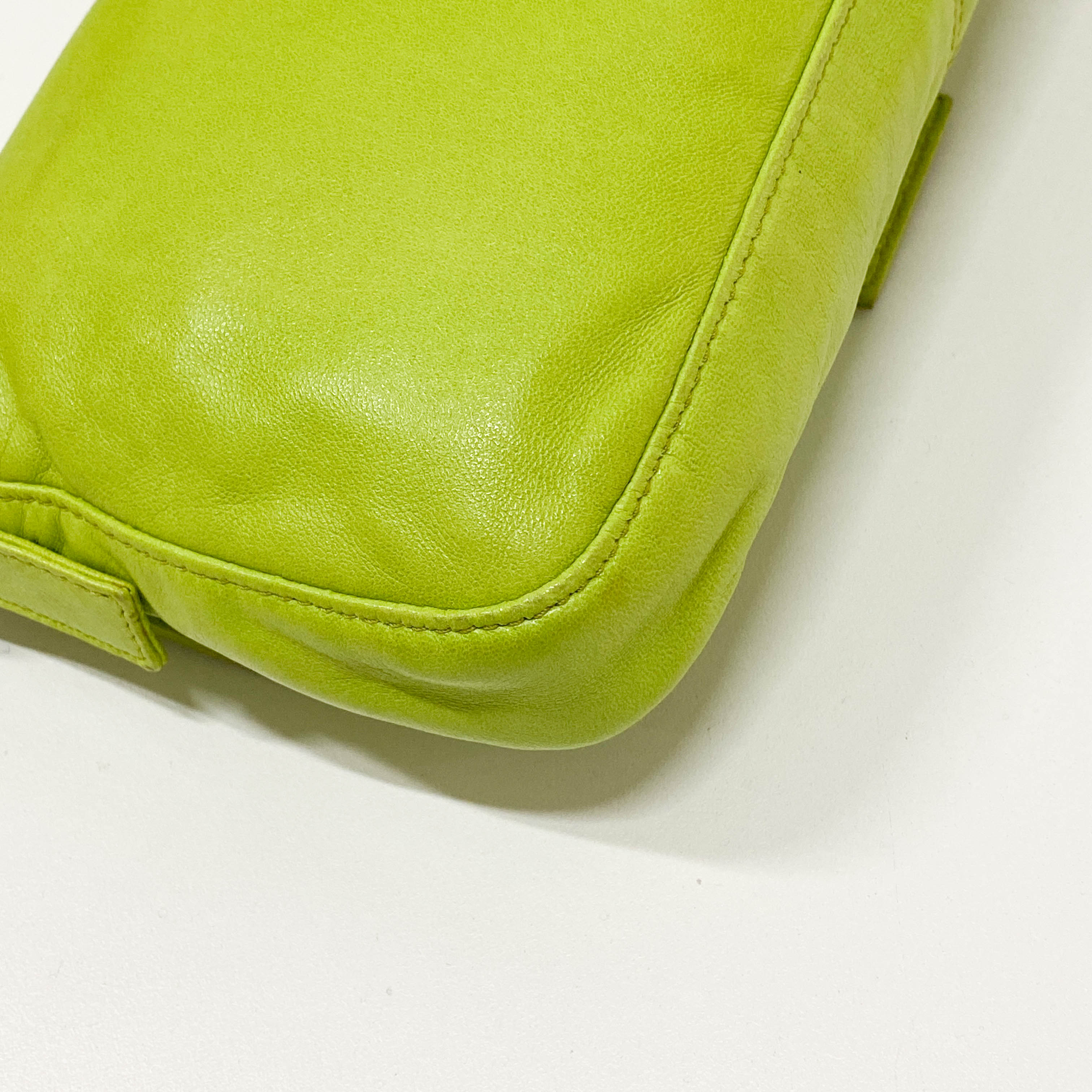 Baguette Green Nappa Leather Shoulder Bag