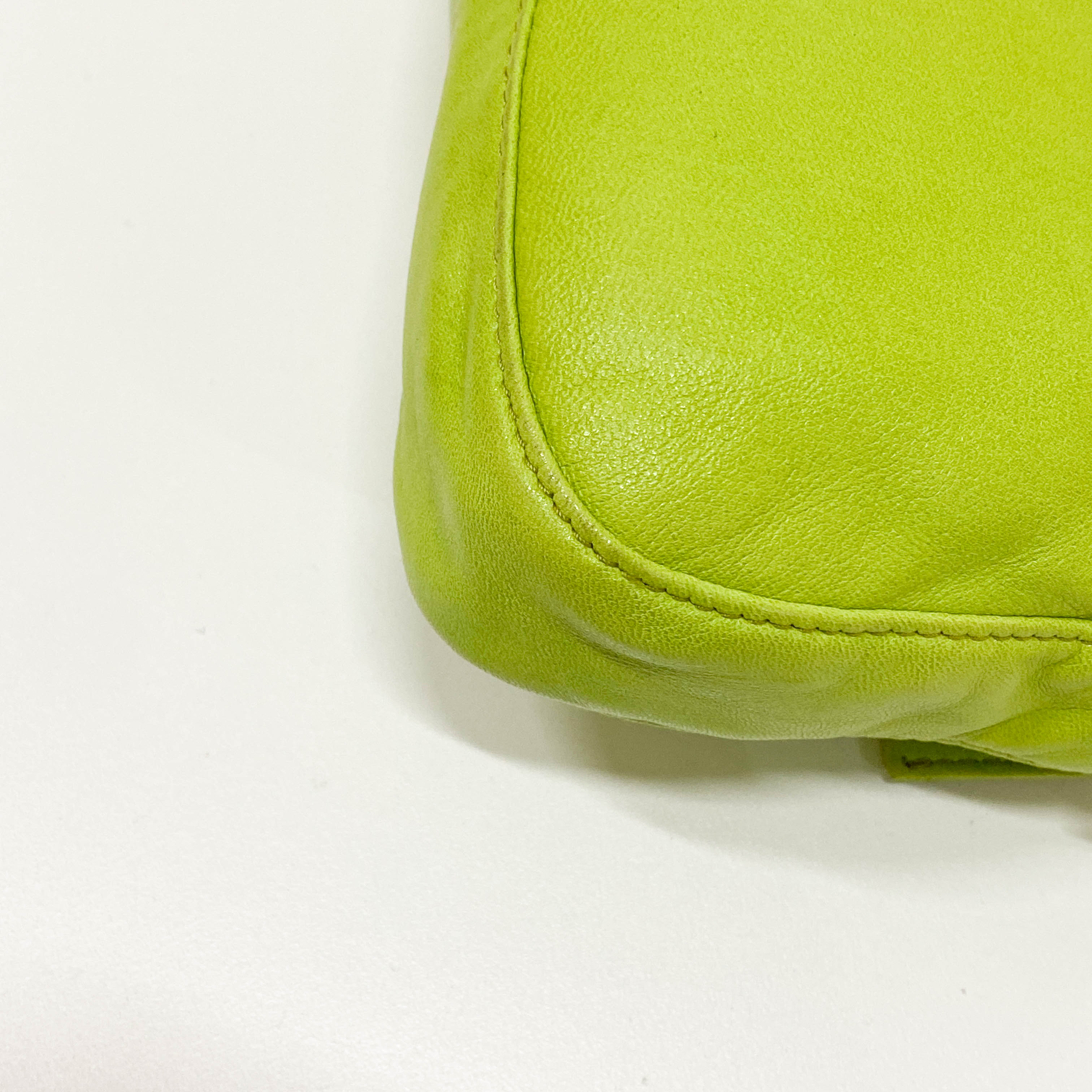 Baguette Green Nappa Leather Shoulder Bag